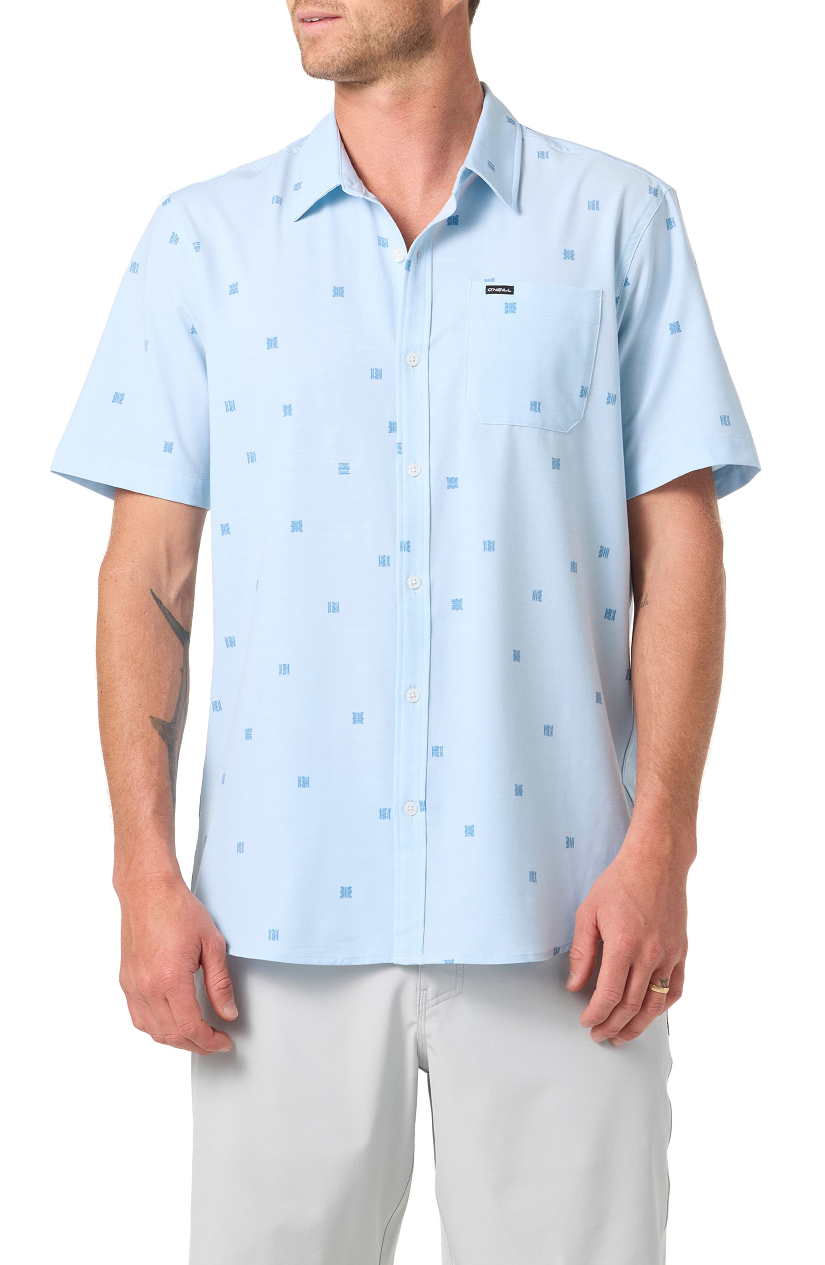 Relaxed Fit Short Sleeve Performance Slub Button-Up Shirt - image 3