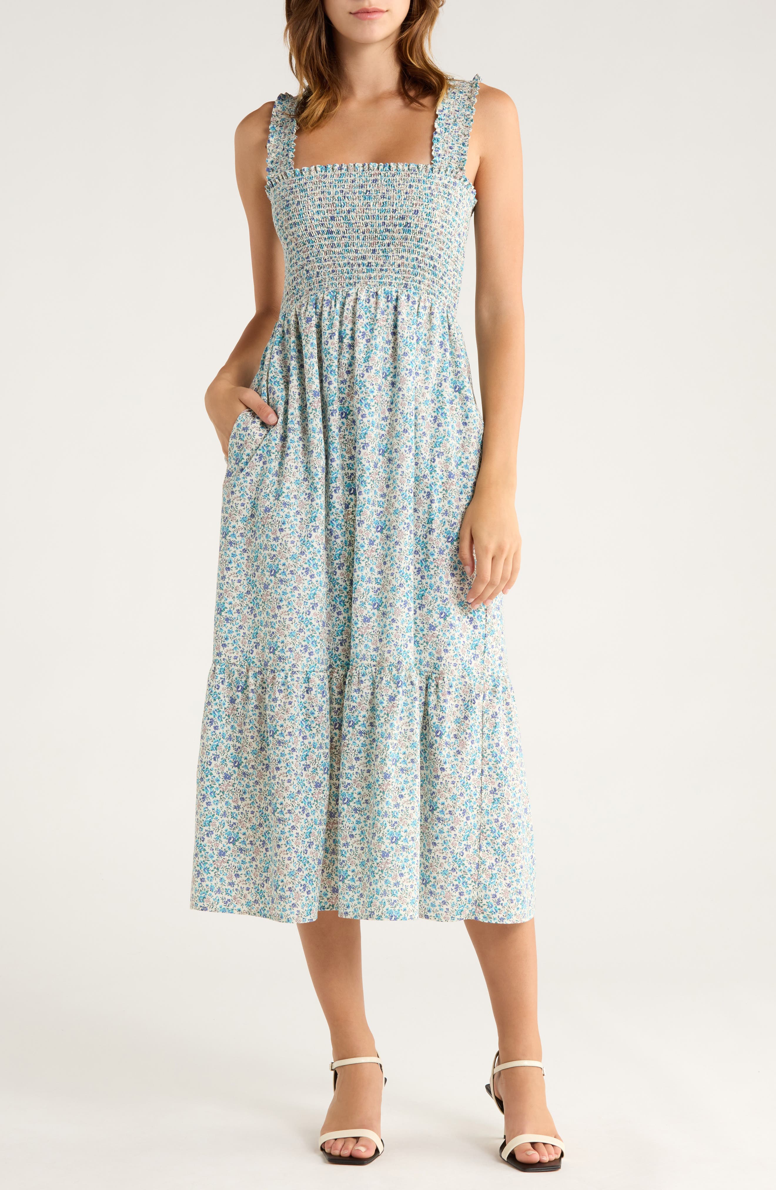 The Smocked Ruffle Tank Midi Dress - image 5
