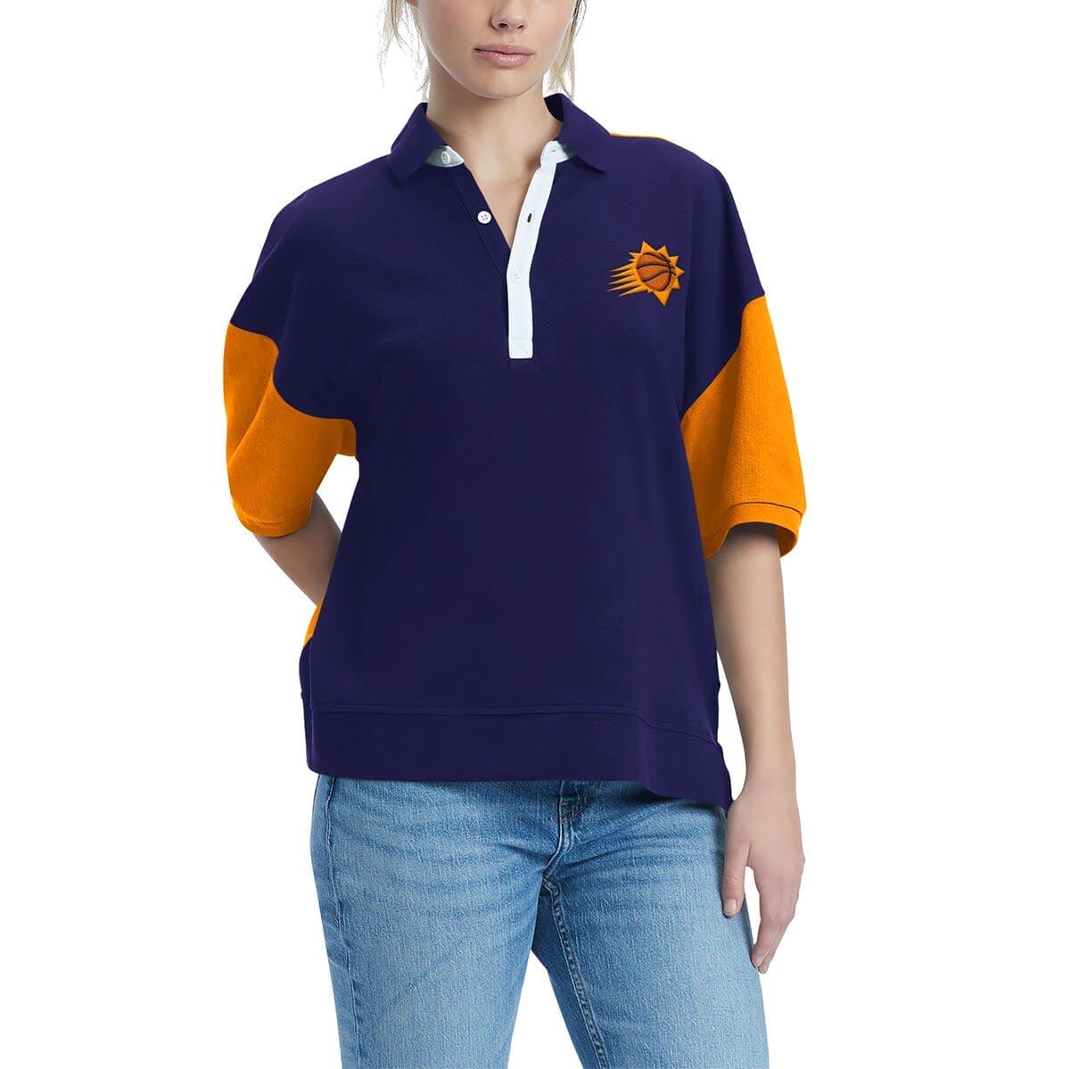 Women's Tommy Jeans Purple Phoenix Suns Taya Puff Sleeve Pique Polo Shirt - image 1