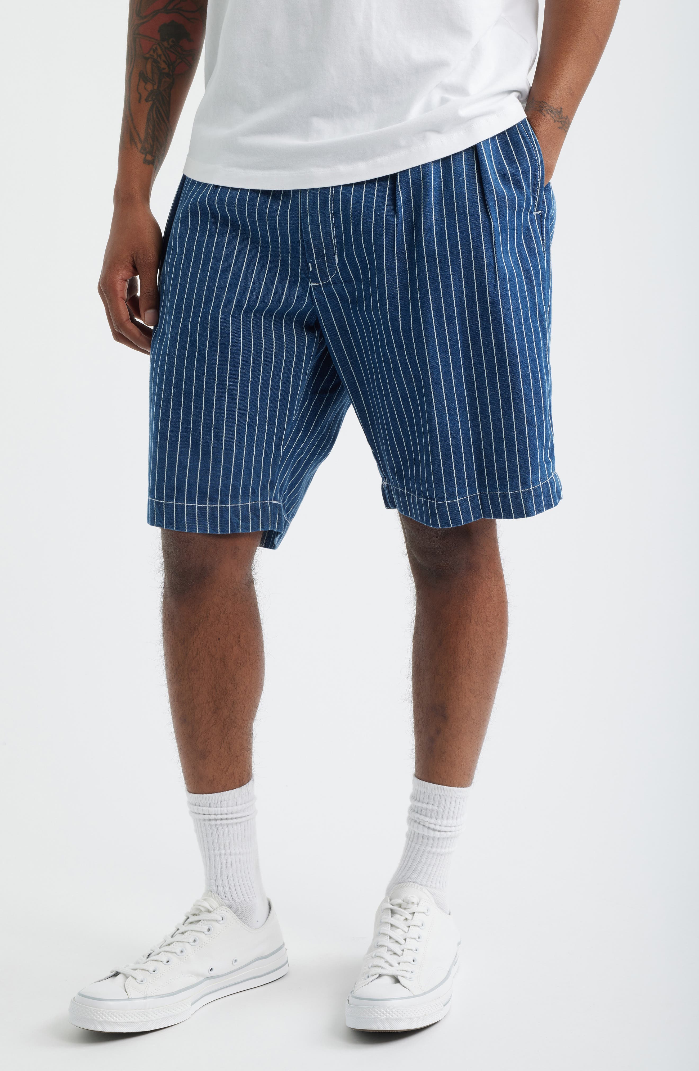 Part Timer Organic Cotton Pinstripe Shorts - image 1