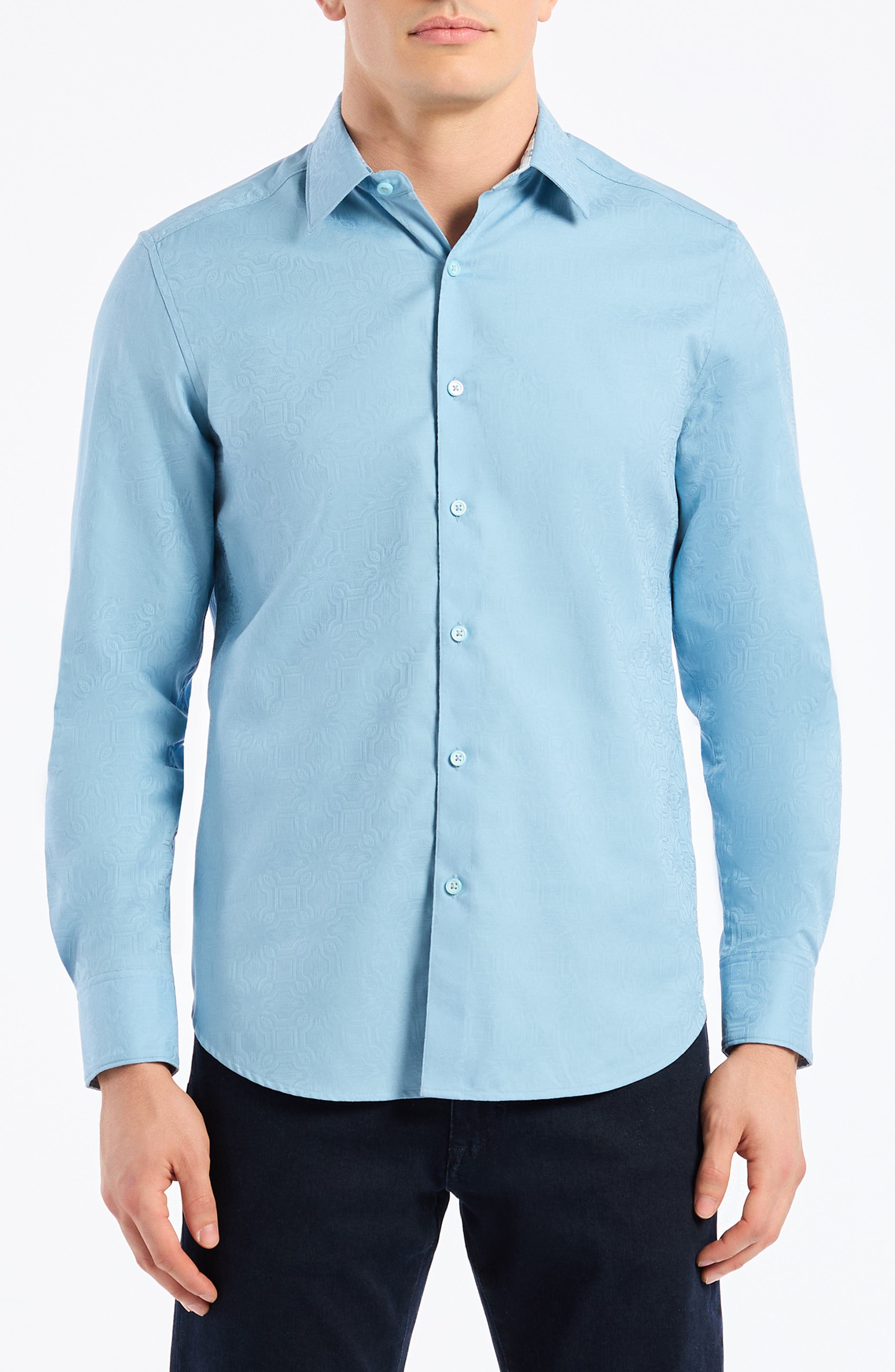 Odyssey Classic Fit Long Sleeve Stretch Cotton Button-Up Shirt - image 1