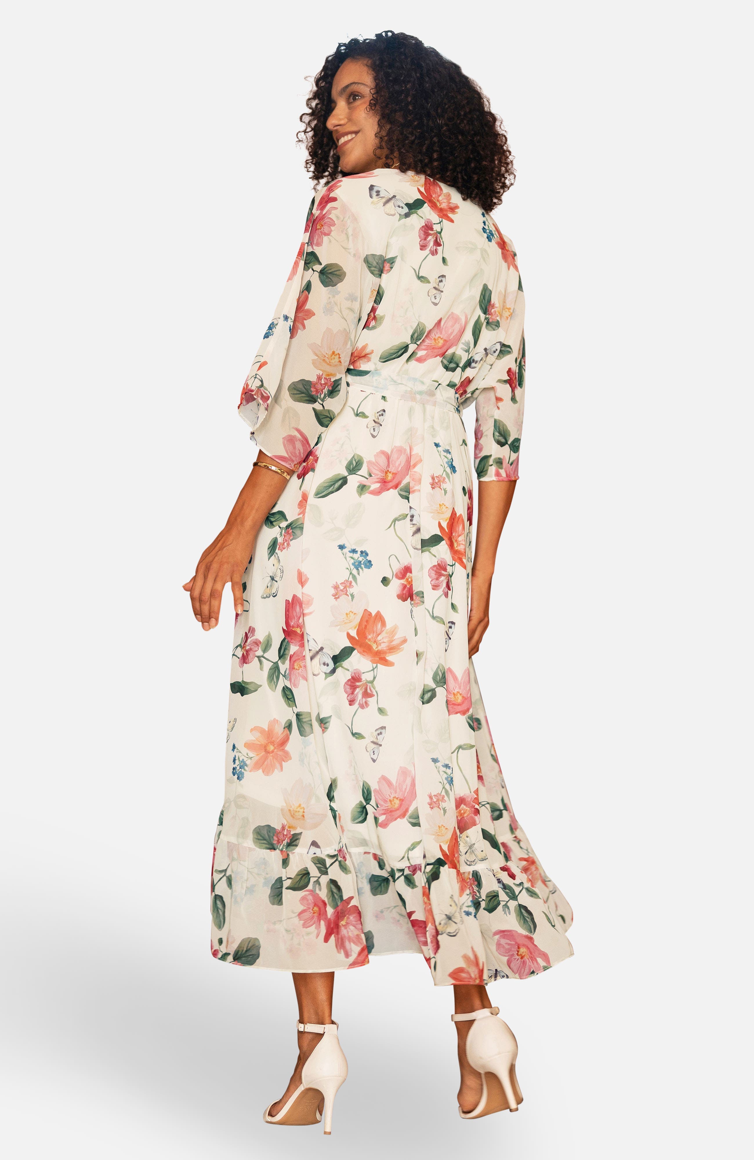 Floral Dip Hem Wrap Midi Dress - image 2