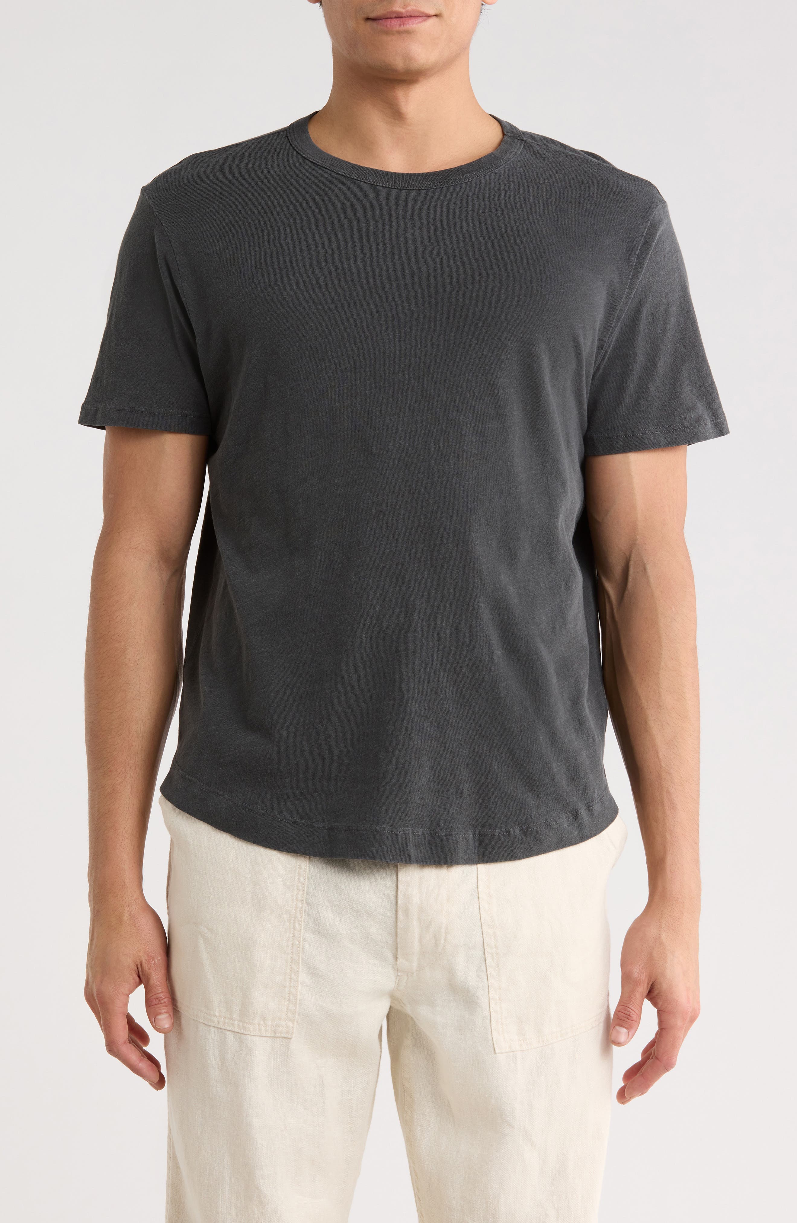 Pima Cotton Slub Curved Hem T-Shirt - image 1