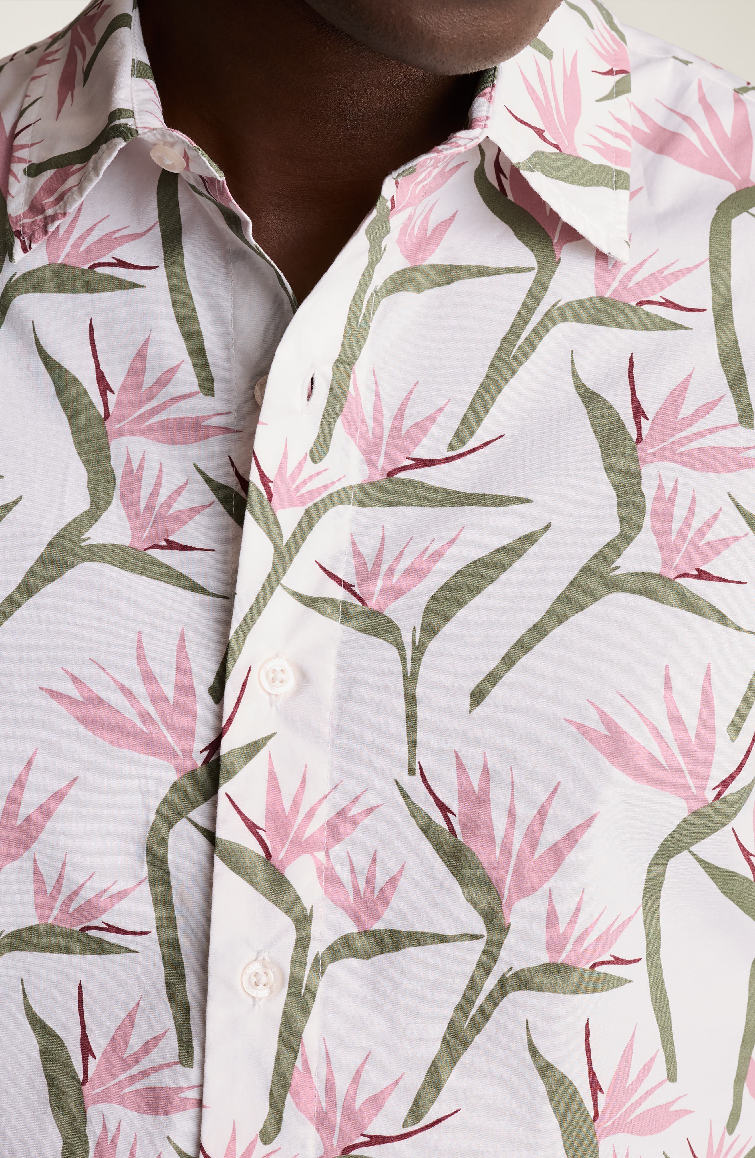 Riviera Slim Fit Point Collar Short Sleeve Stretch Cotton Button-Up Shirt - image 2