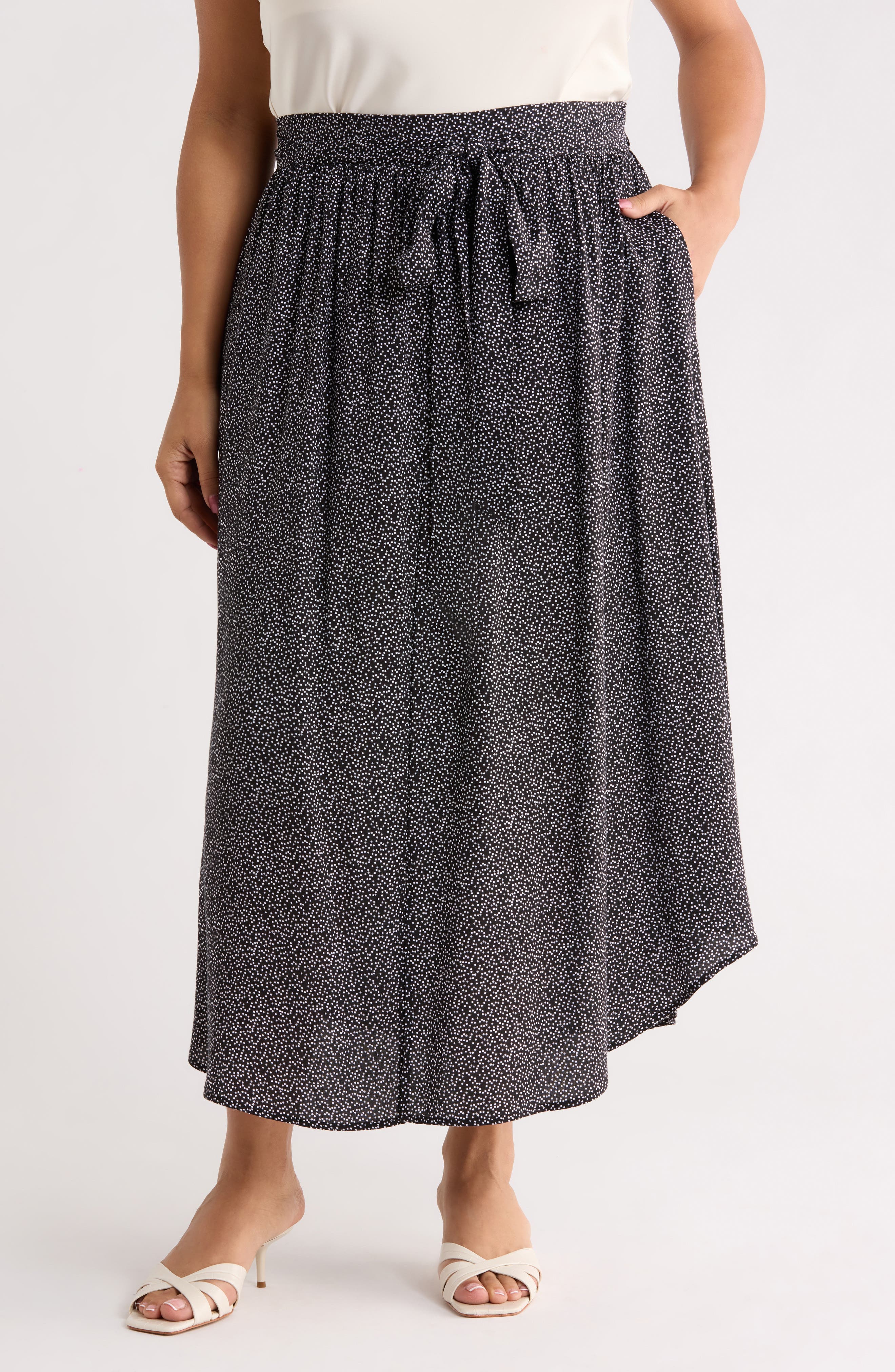 Dot Curved Hem Skirt - image 1