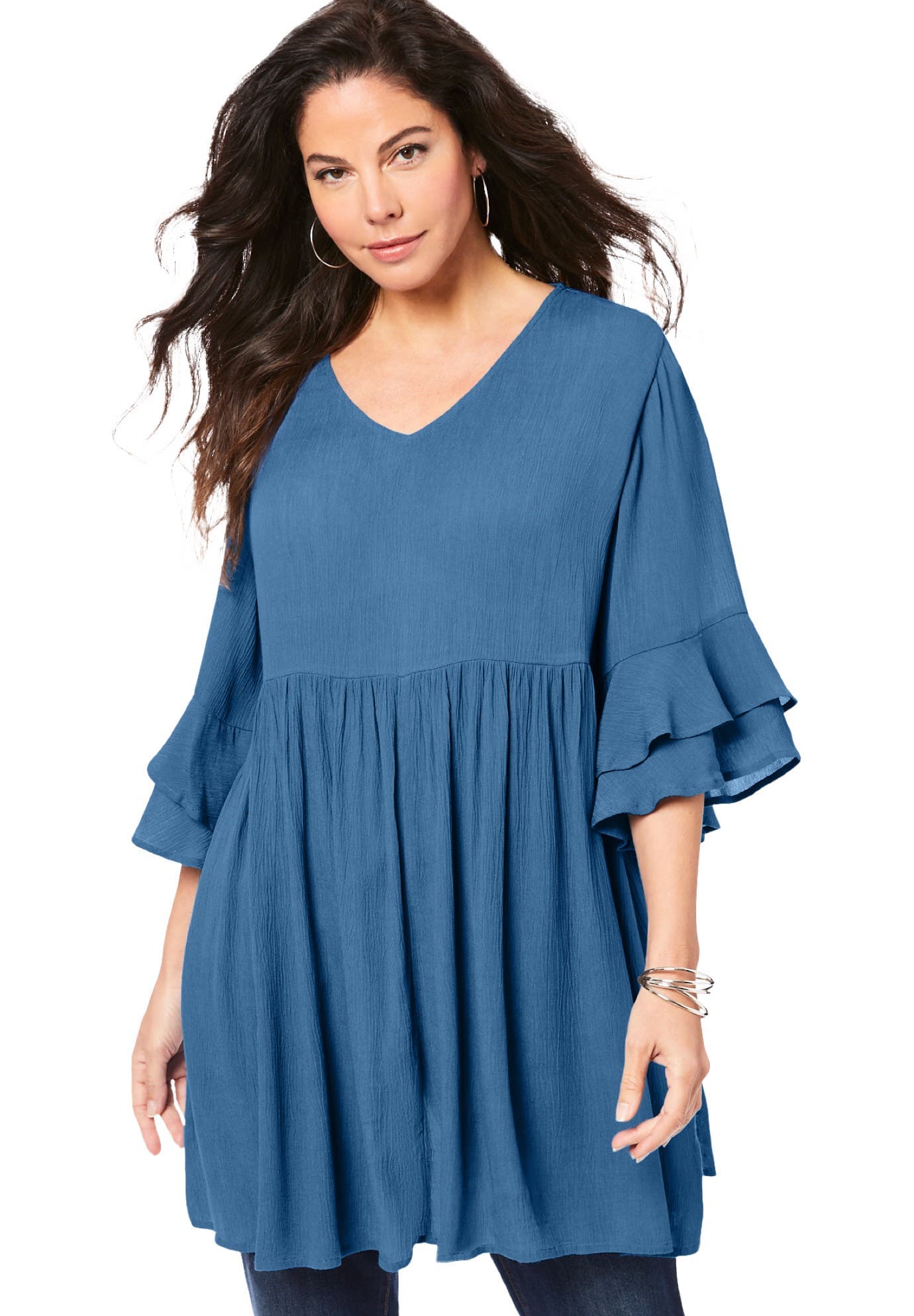 Hand Crinkled Flutter Sleeve Tunic - image 3