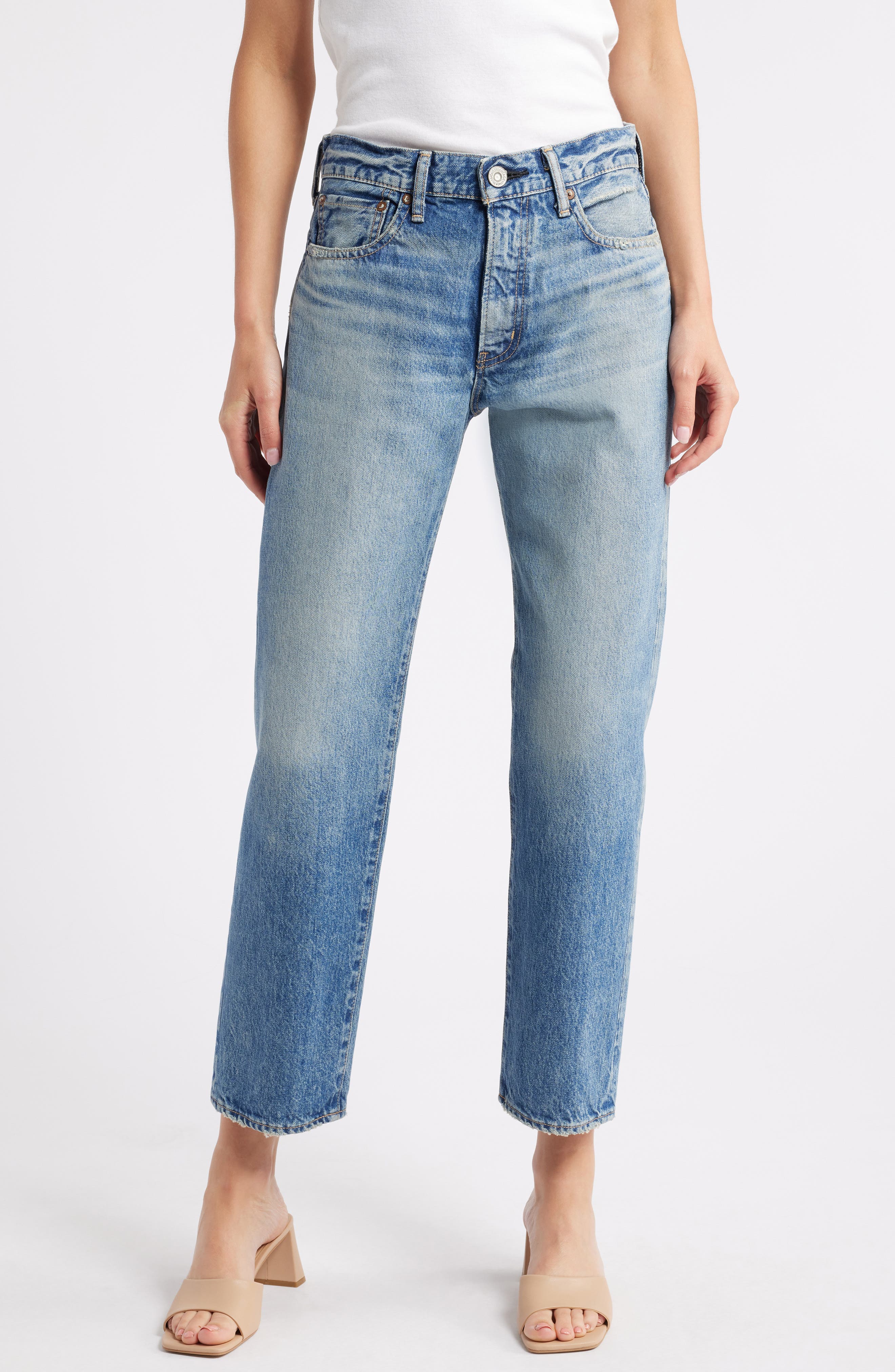 Vineyards Distressed Nonstretch High Waist Ankle Boyfriend Jeans - image 1