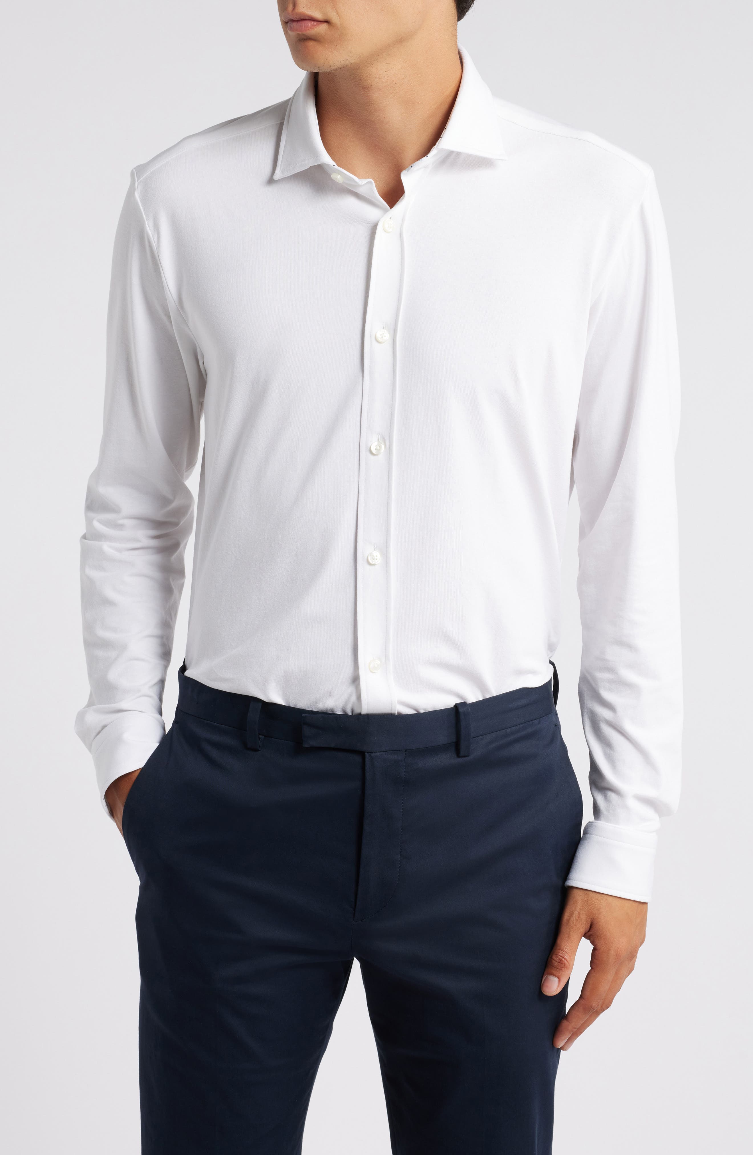 Roan Solid Stretch Cotton Button-Up Shirt - image 3