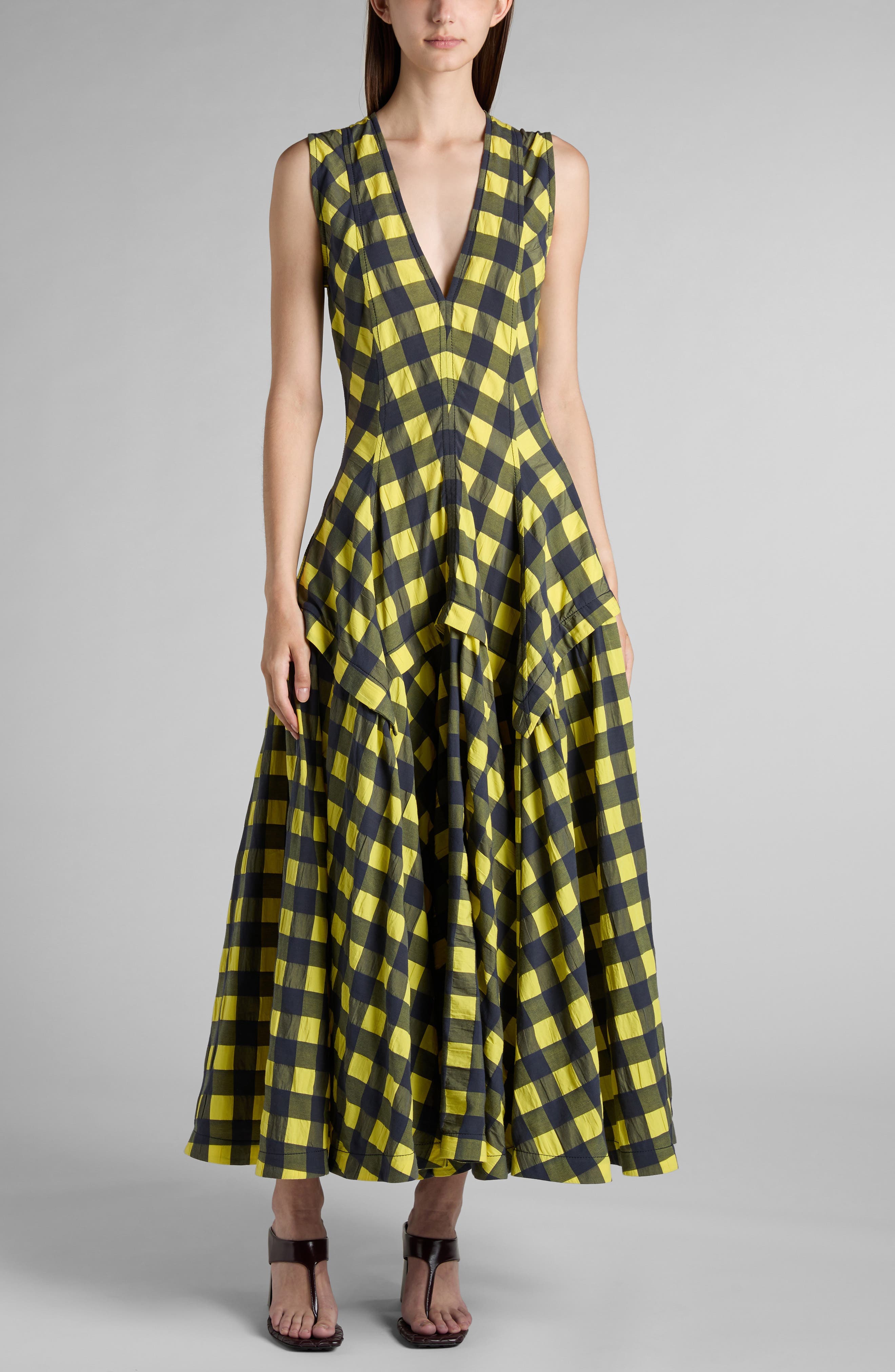 Macro Gingham Fit + Flare Dress - image 1