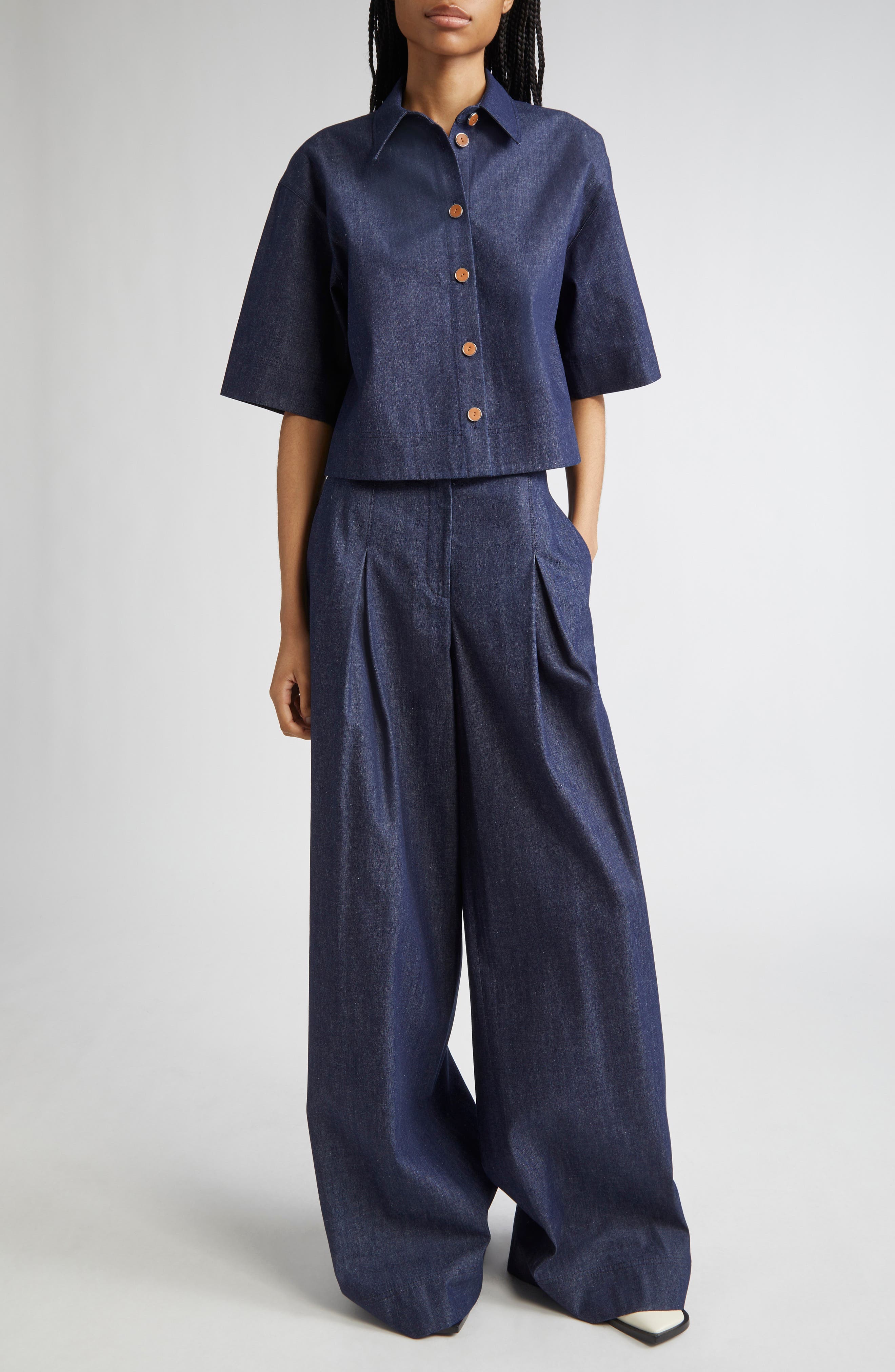 Lightweight Denim Crop Shirt - image 2