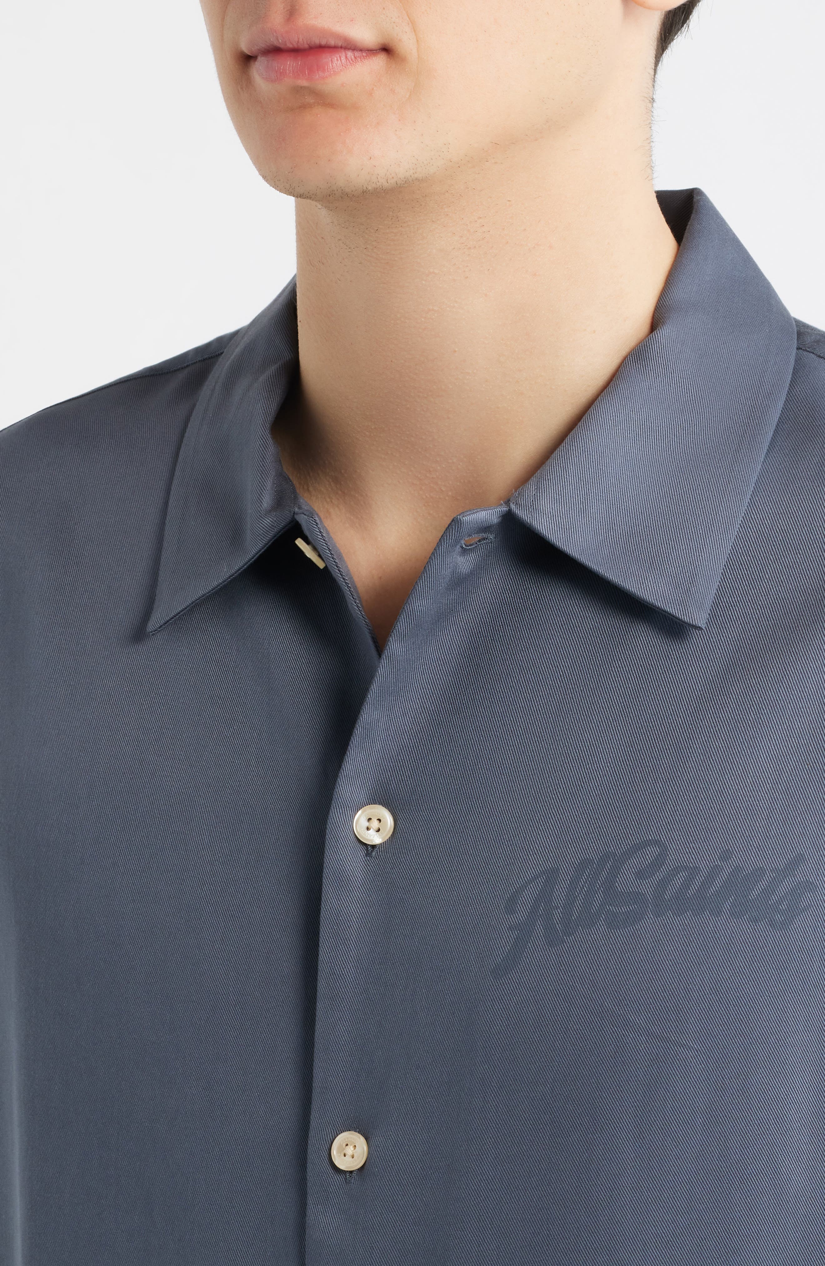 Circe Logo Graphic Oversize Short Sleeve Button-Up Shirt - image 4