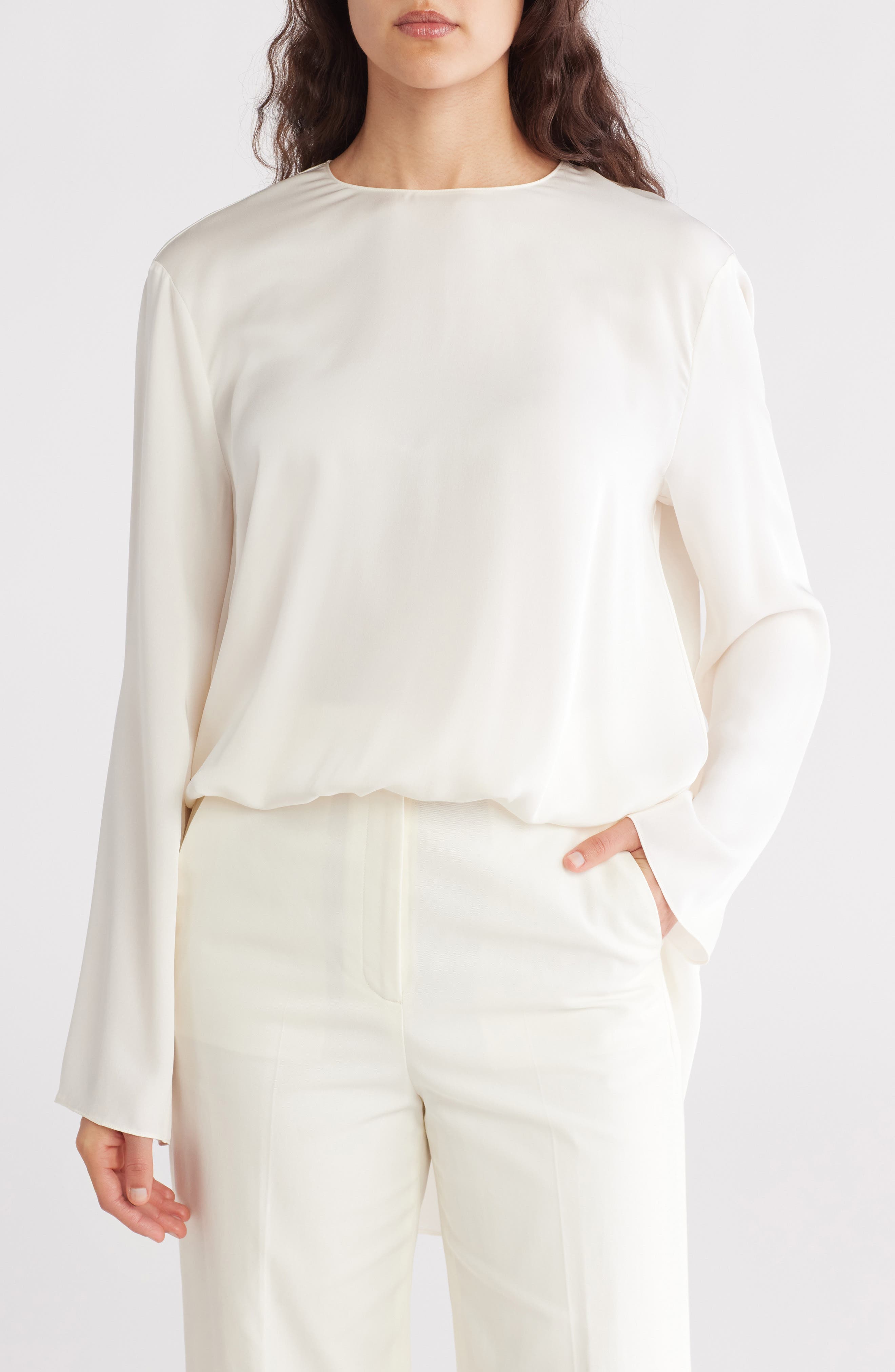 Long Sleeve Silk Cape Top - image 1
