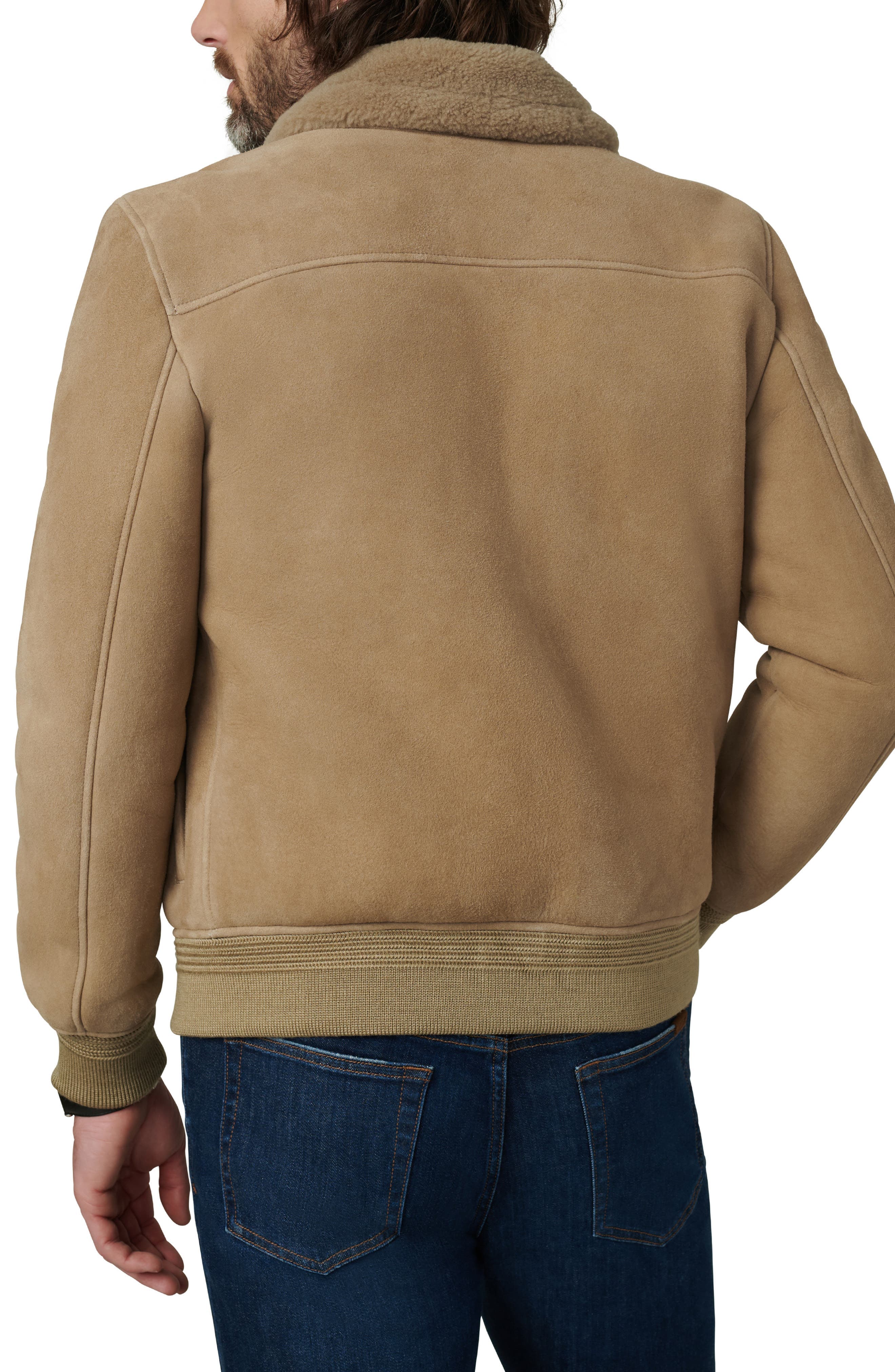 Genuine Shearling Trim Suede Flight Jacket - image 2
