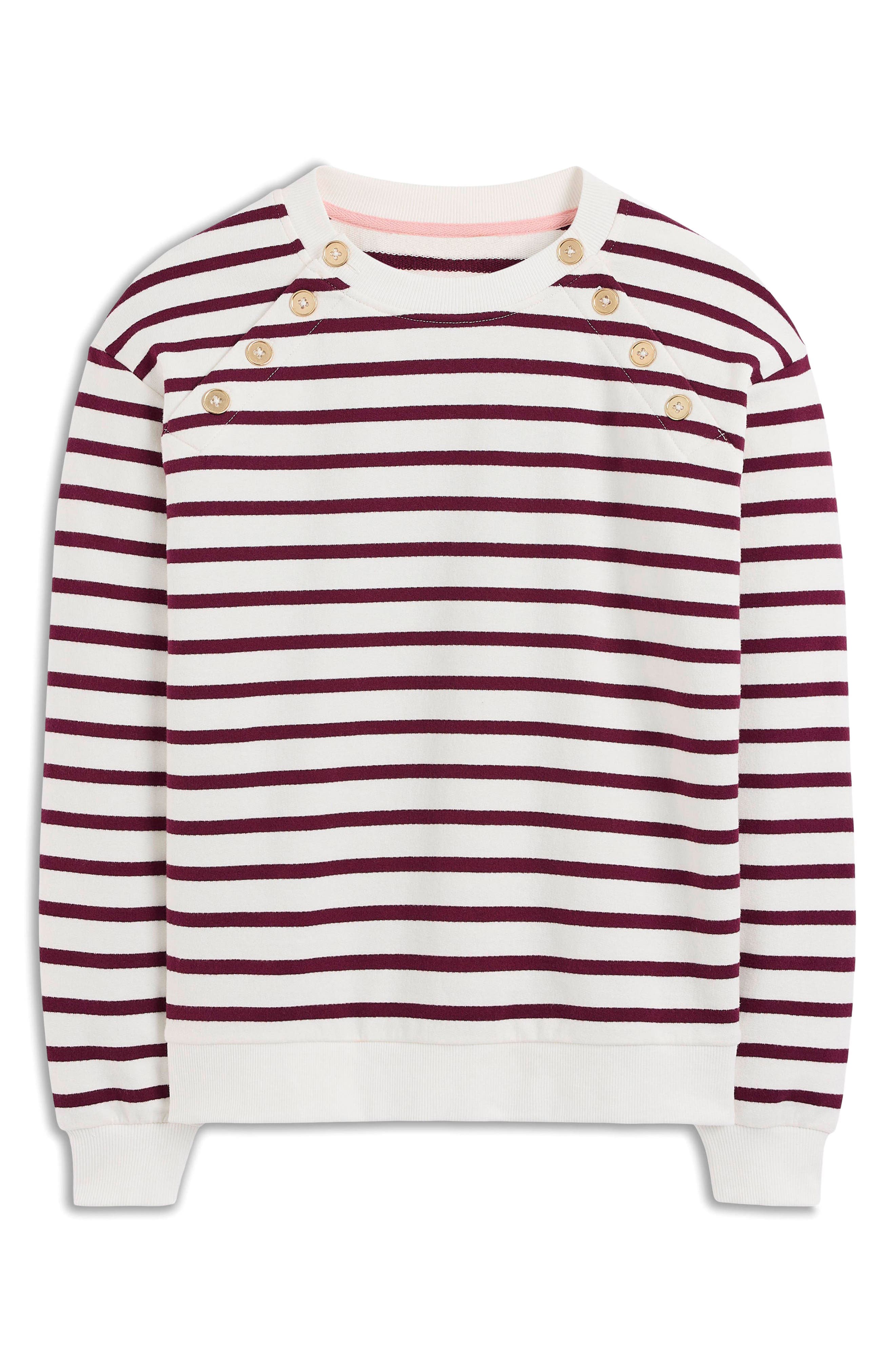 Button Detail Stripe Cotton Sweatshirt - image 1