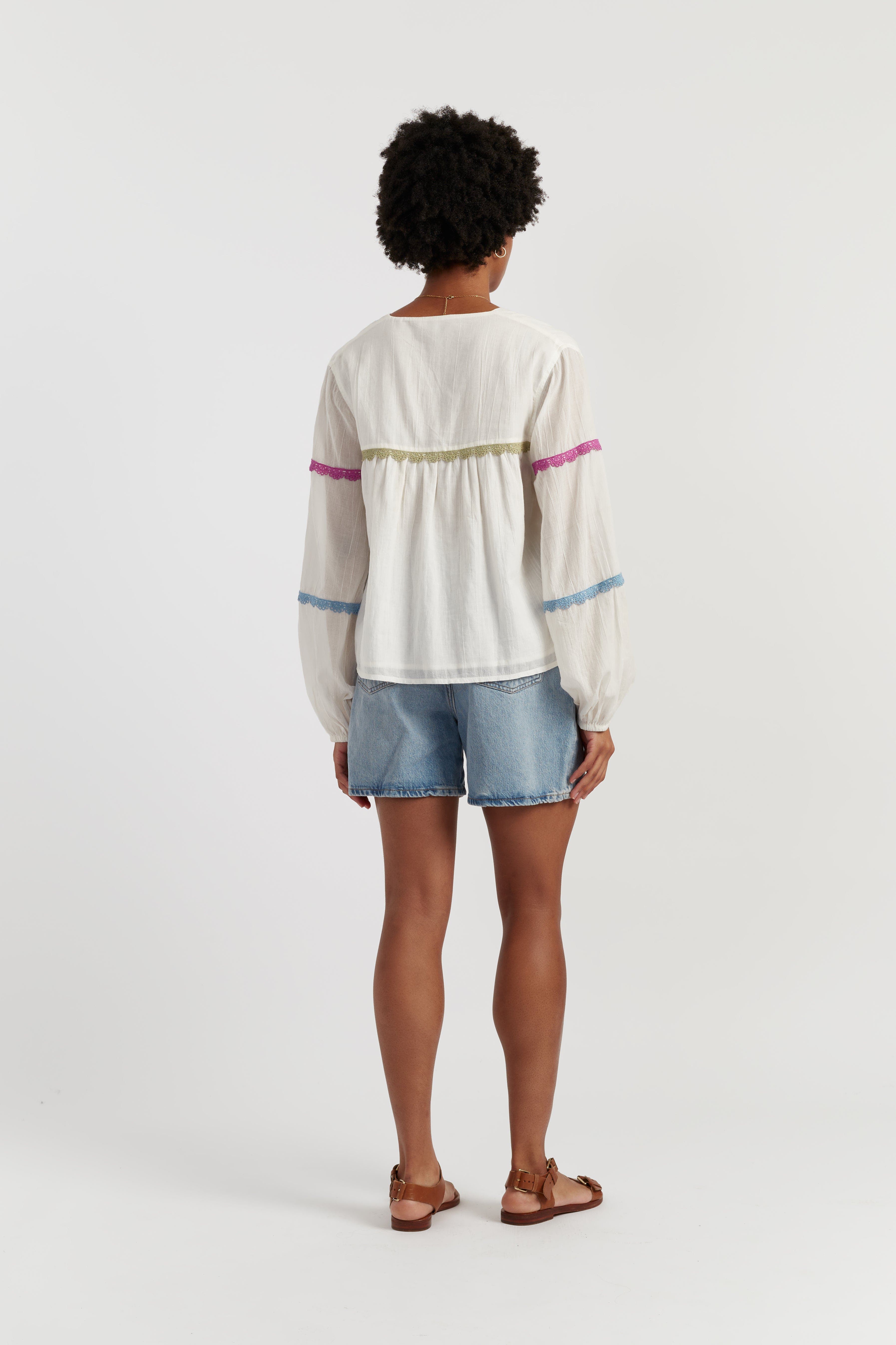 Cotton Rainbow Scallop Blouse - image 2