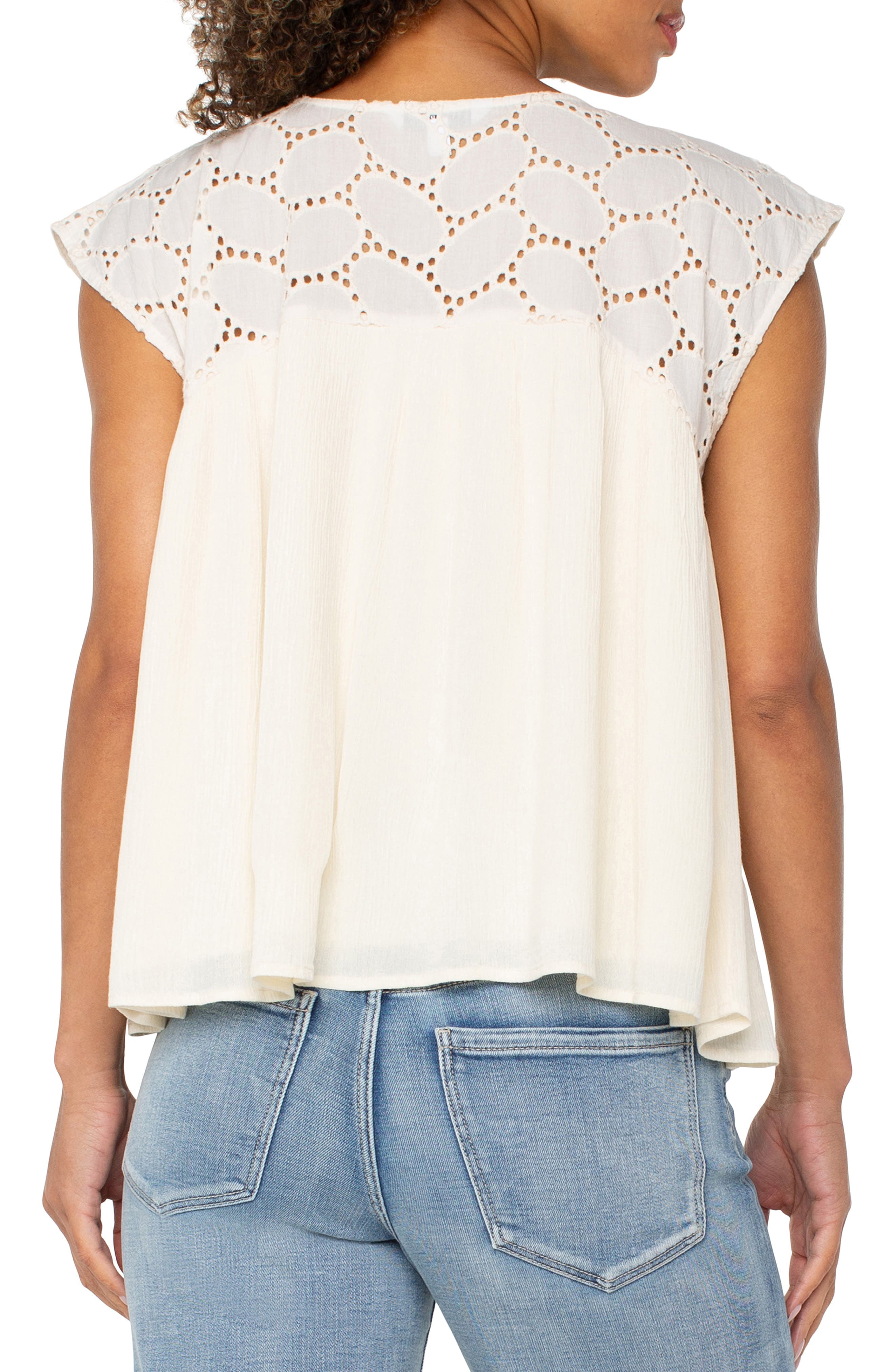 Dolman Sleeve Cotton Eyelet Top - image 2