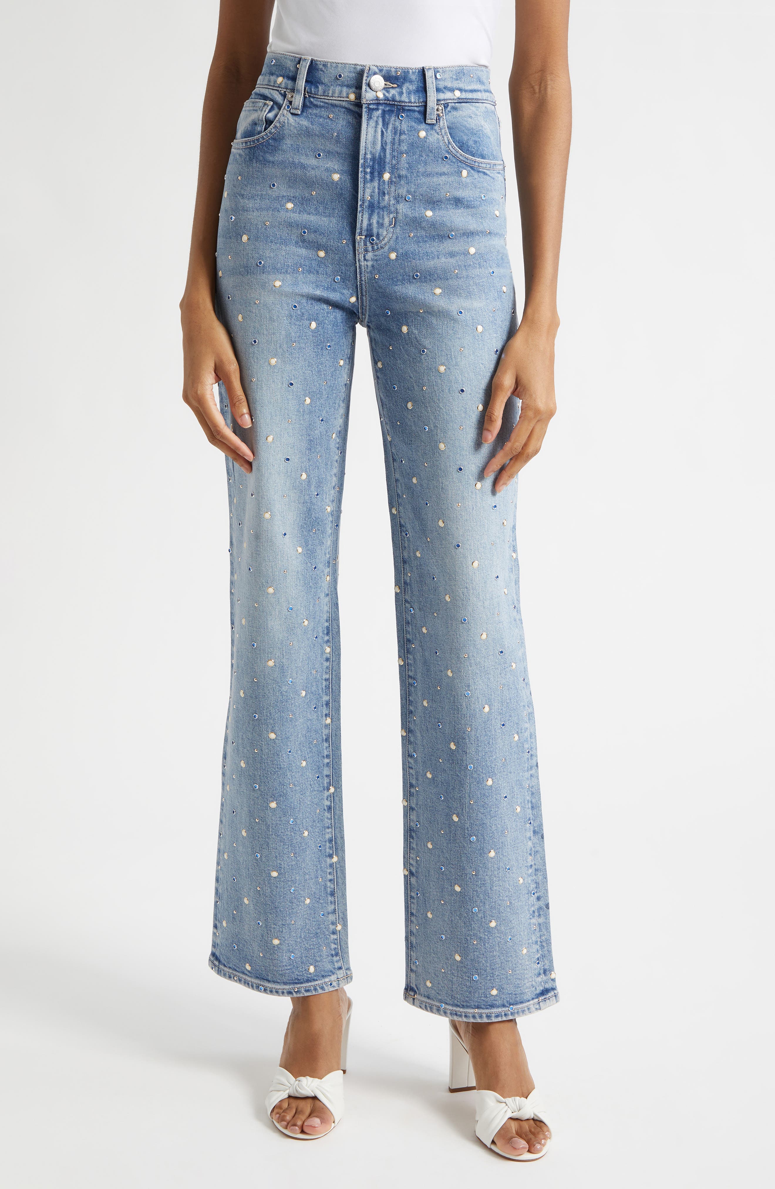 Dylan Embellished High Waist Ankle Straight Leg Jeans - image 1