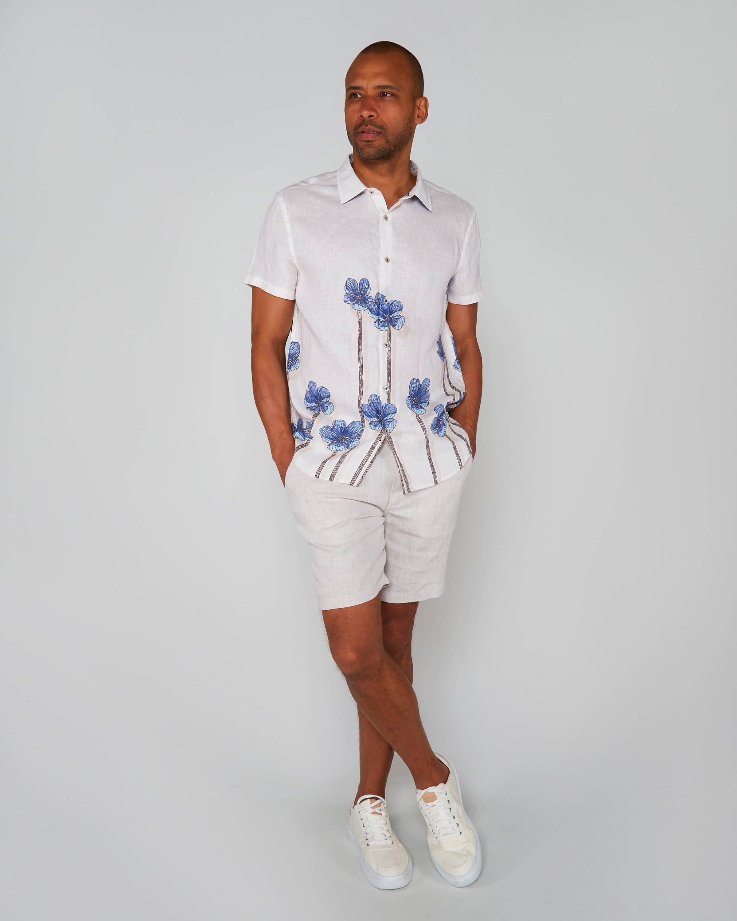 Crafty Floral Short Sleeve Fine Linen Shirt - image 2