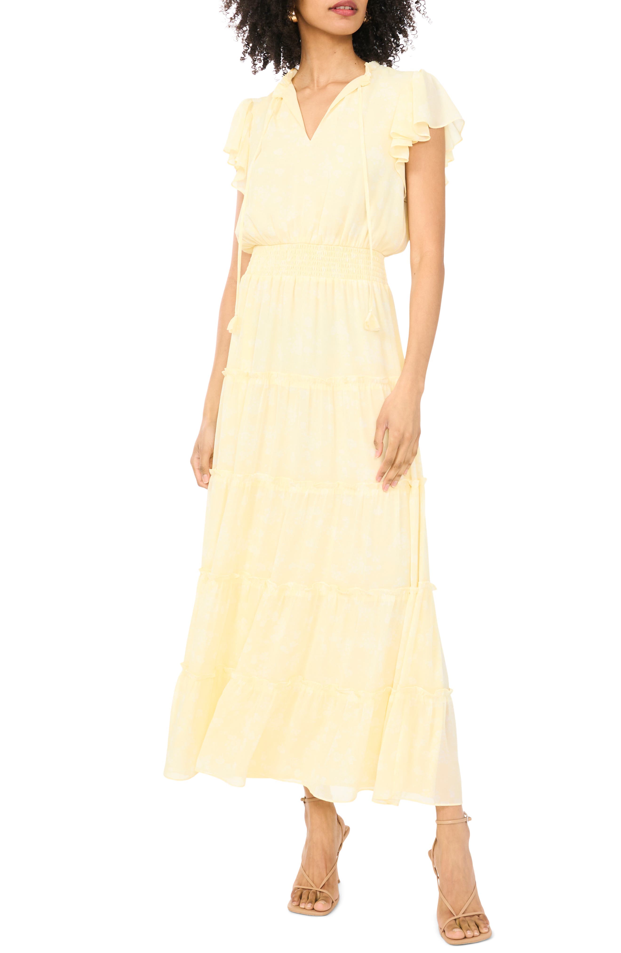 Smocked Neck Tiered Maxi Dress - image 1