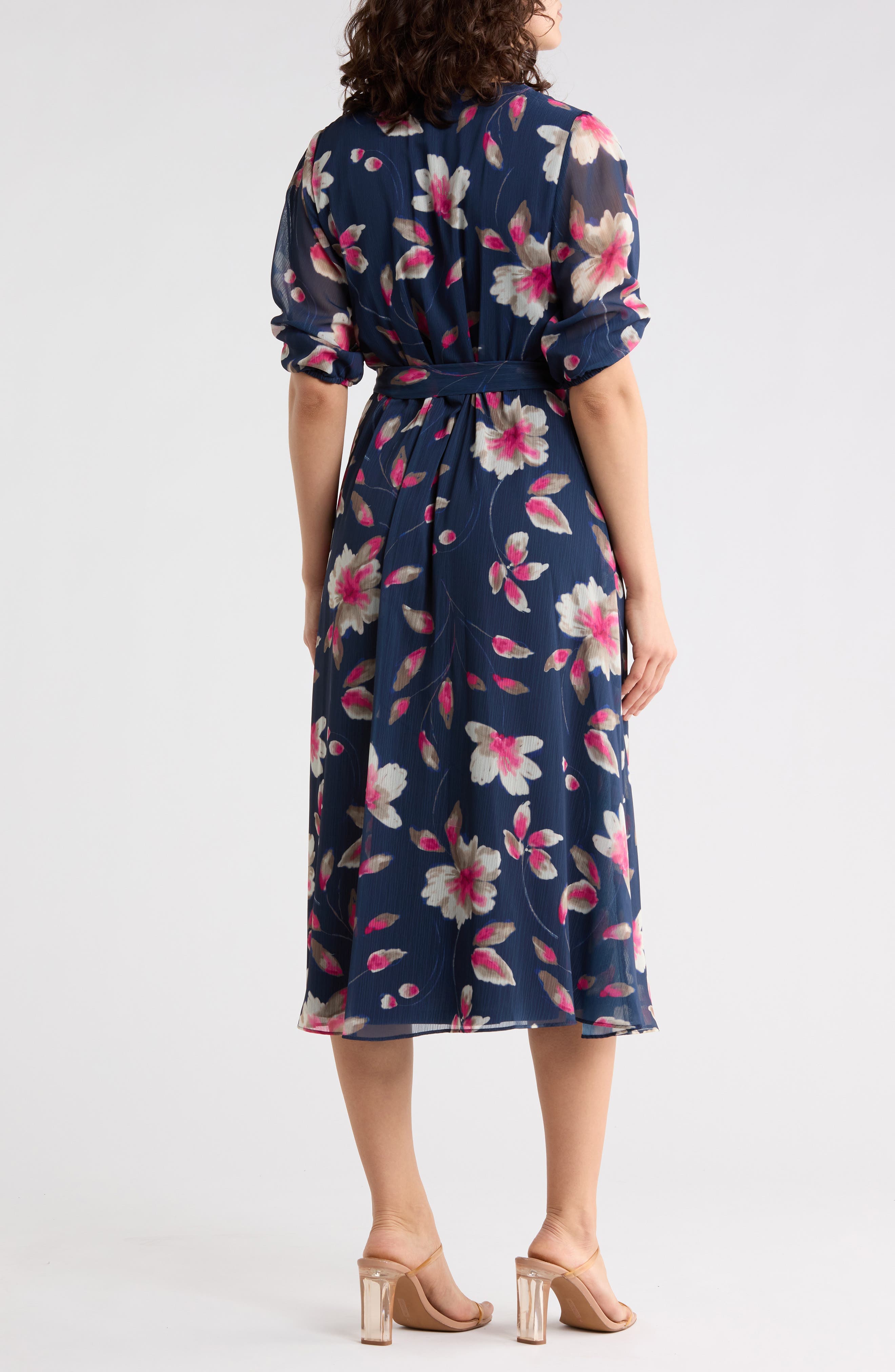 Print Faux Wrap Midi Dress - image 2