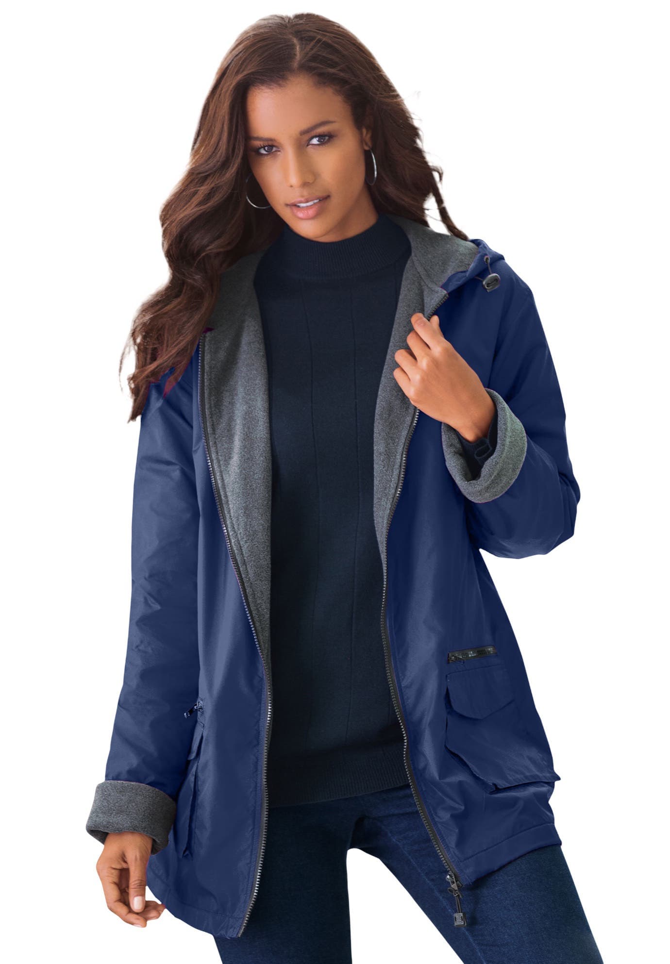 Plus Size Hooded Nylon Jacket - image 3