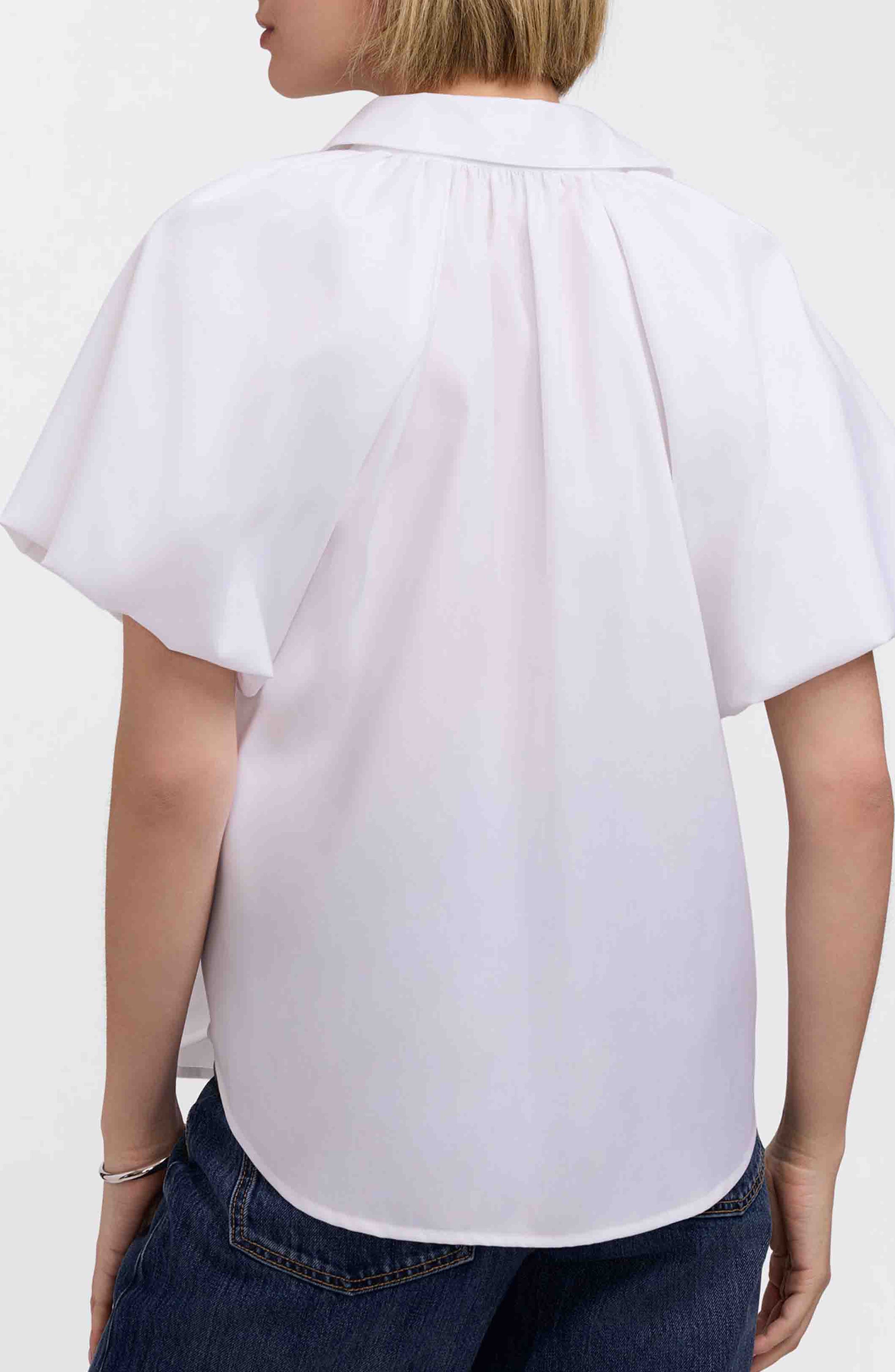 Paula Puff Sleeve Cotton Blend Button-Up Shirt - image 4