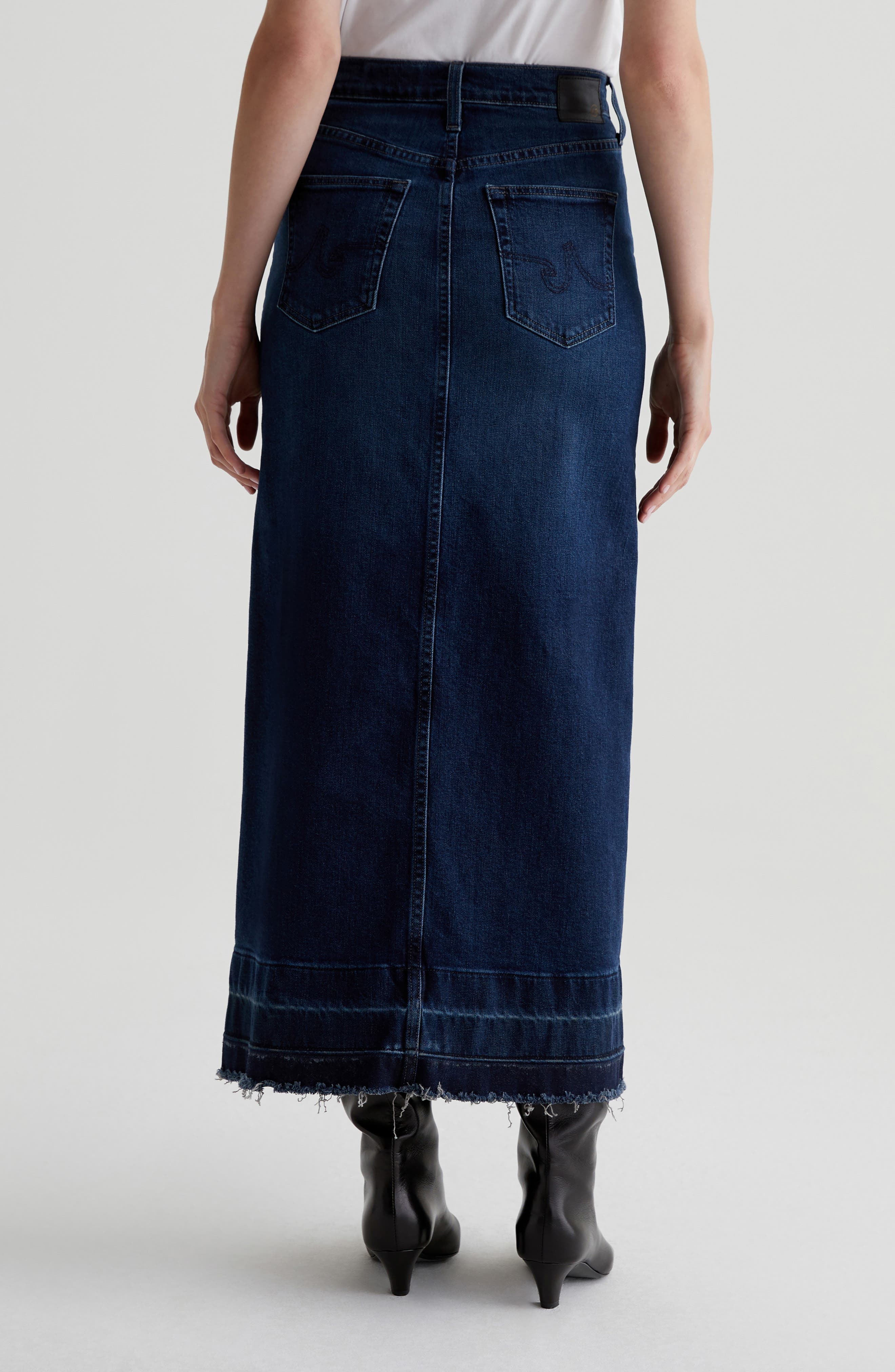 Davina Front Slit Denim Midi Skirt - image 2