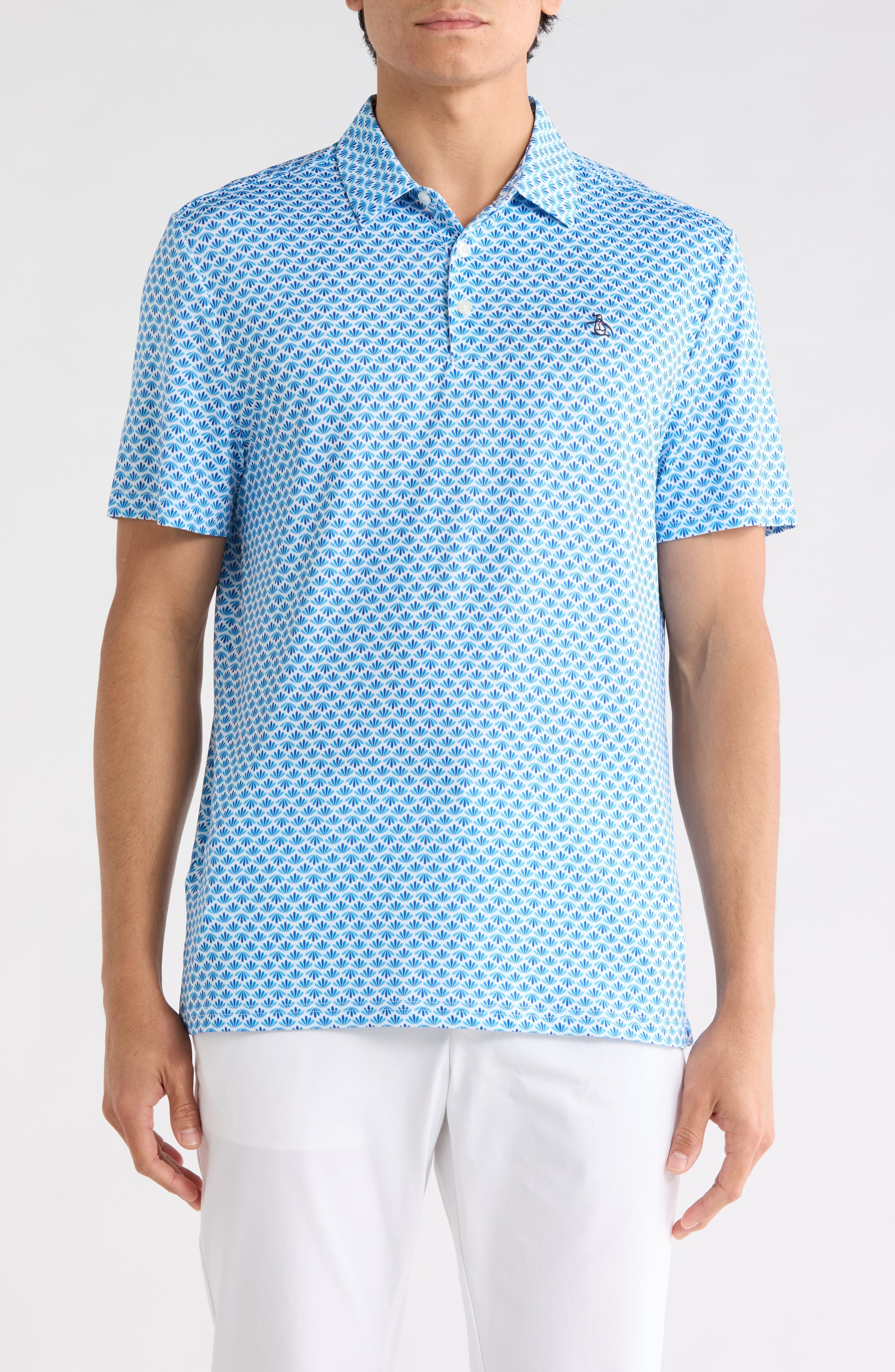 Retro Geometric Print Performance Polo - image 1