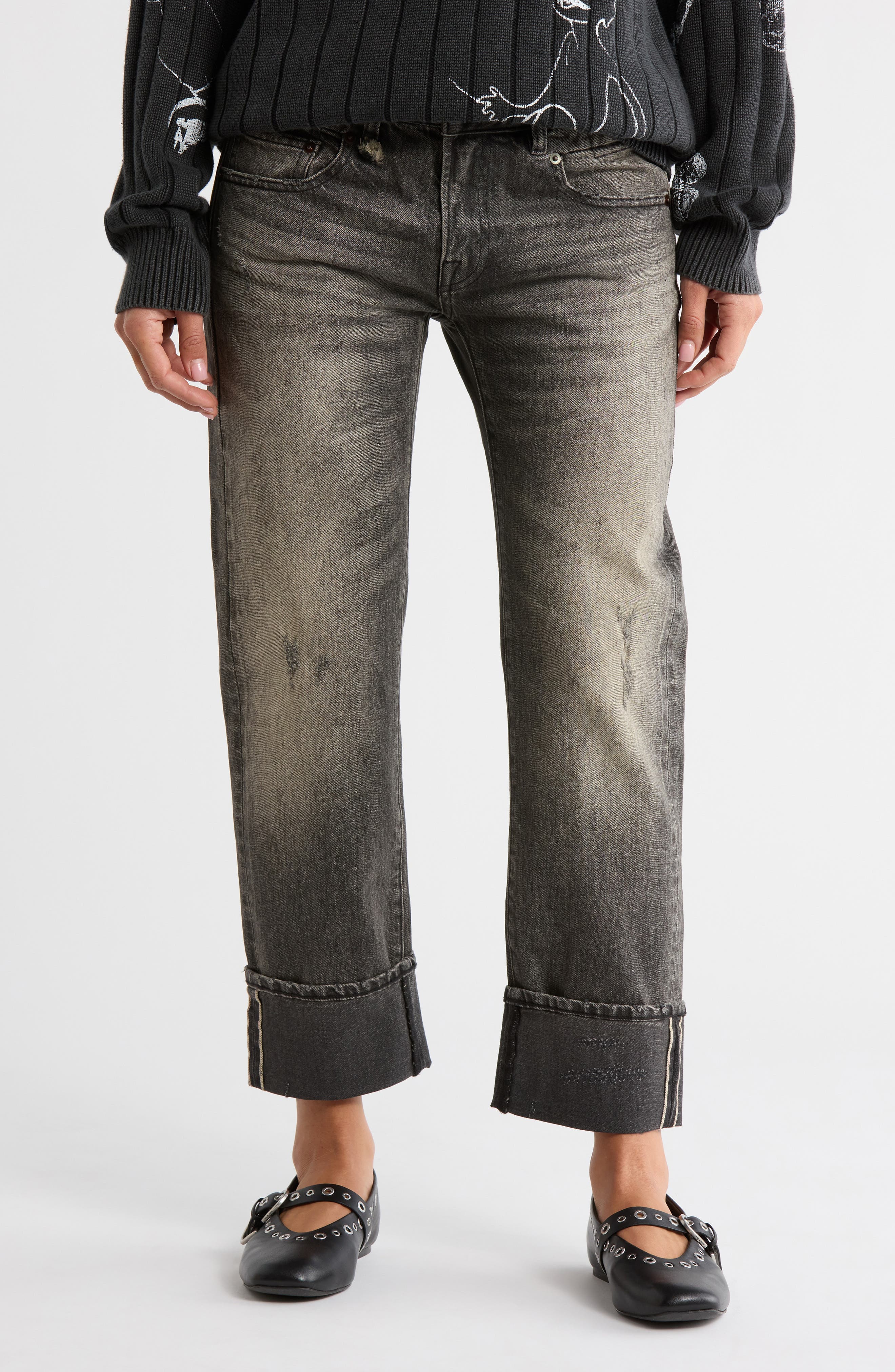 Cuffed Straight Leg Jeans - image 1