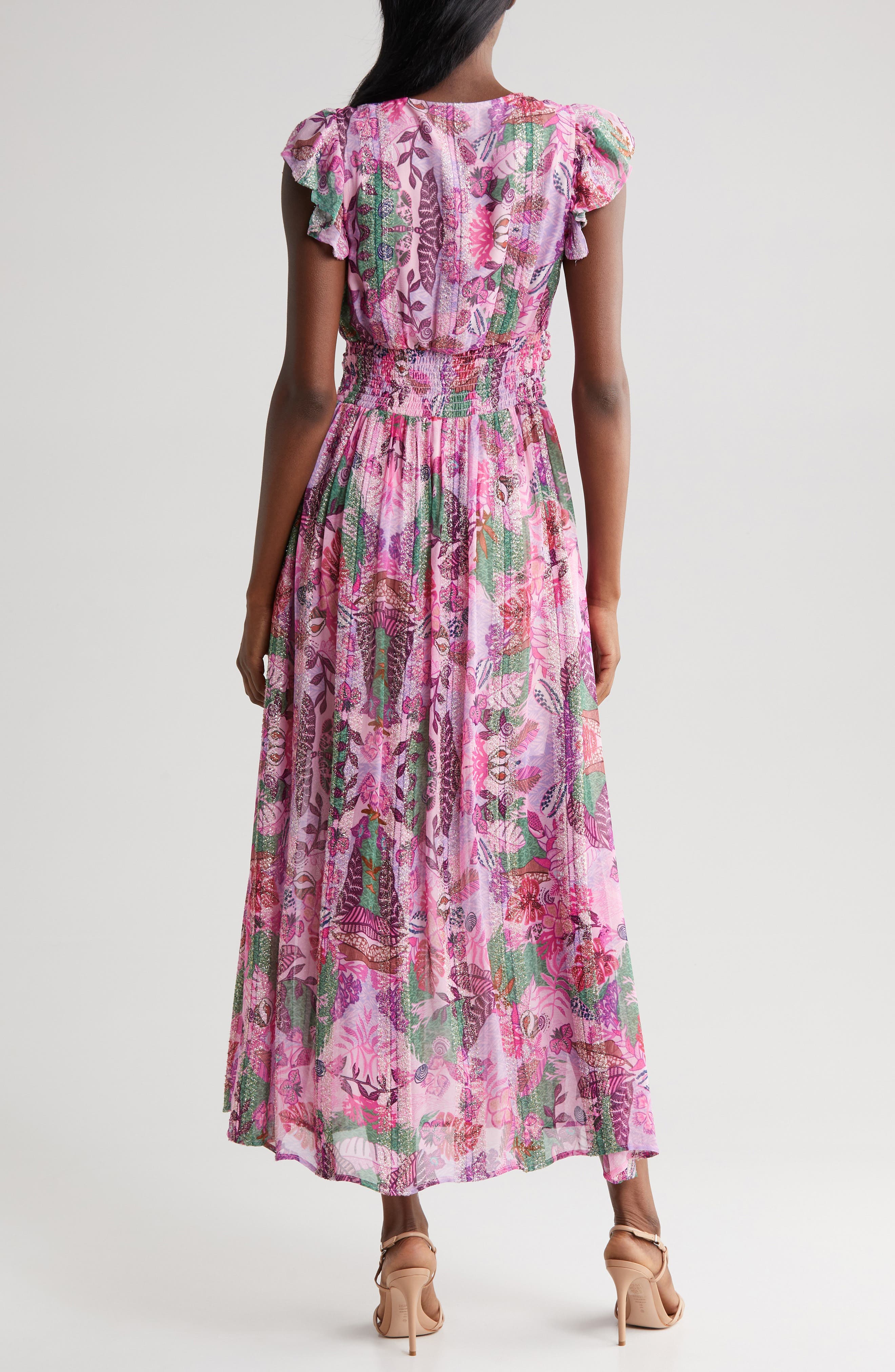 Jennsen Ruched Flutter Sleeve Maxi Dress - image 2