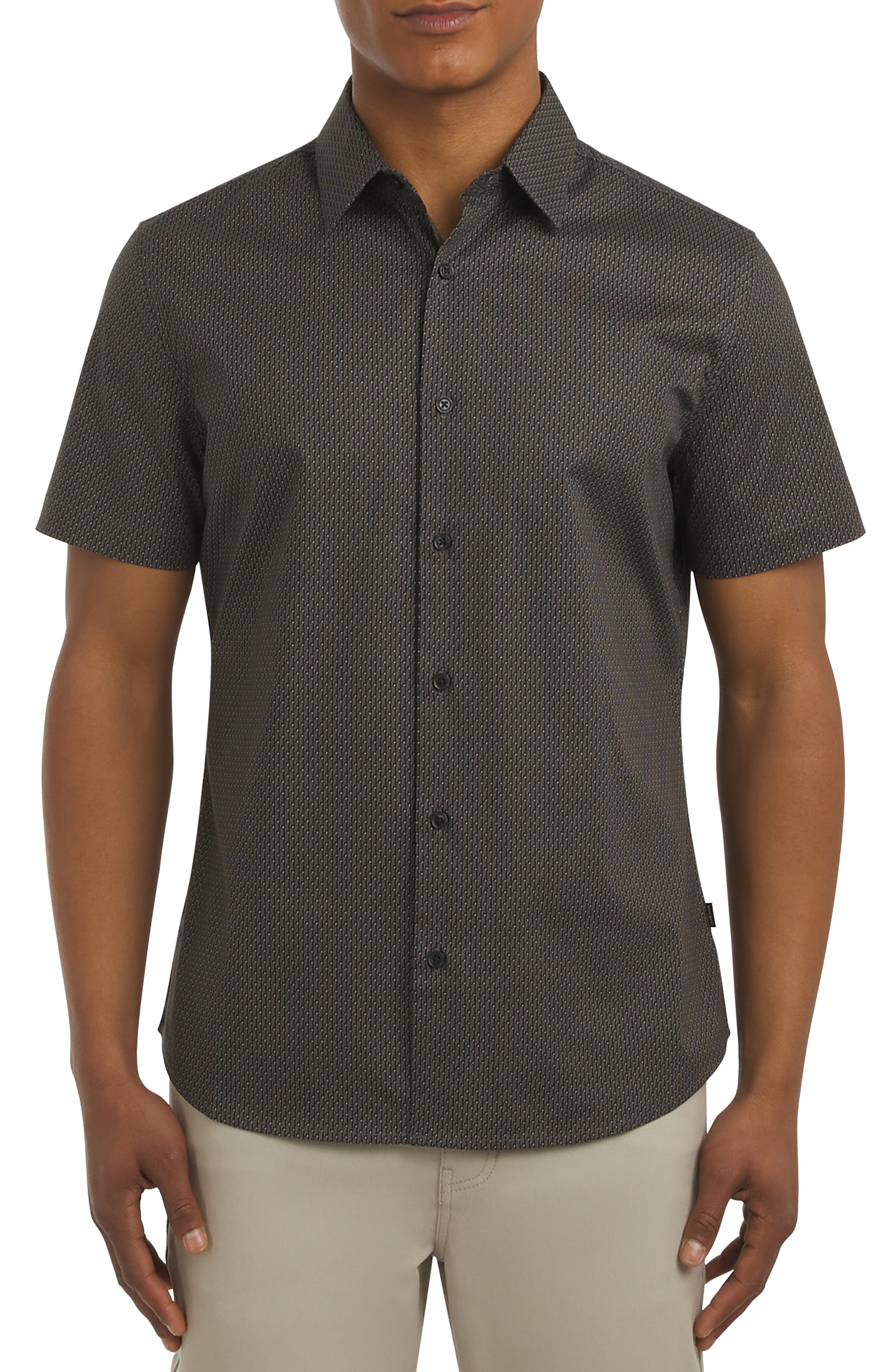 Campbell Short Sleeve Stretch Cotton Button-Up Shirt - image 1