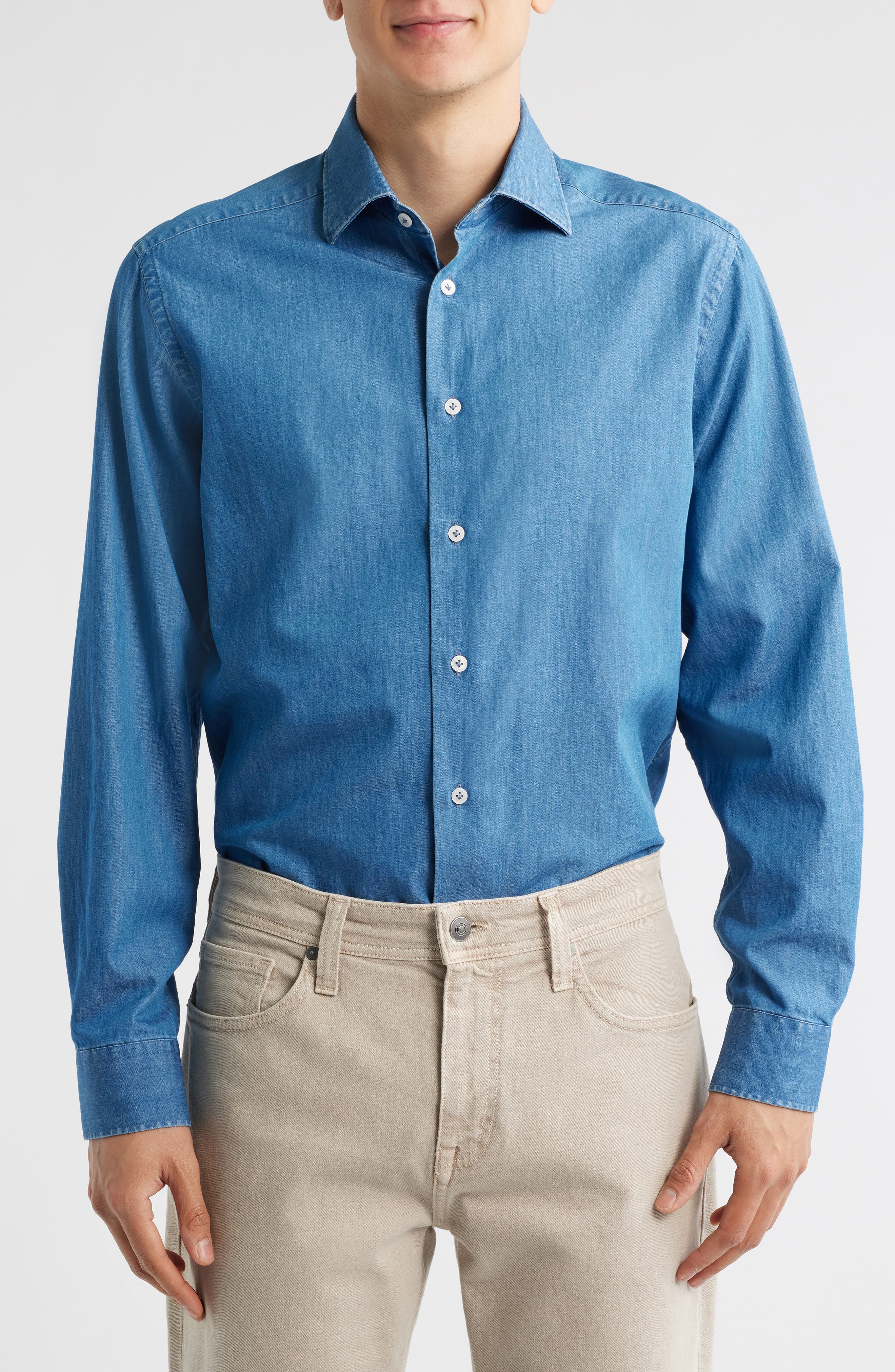 Reed Cotton Chambray Button-Up Shirt - image 1