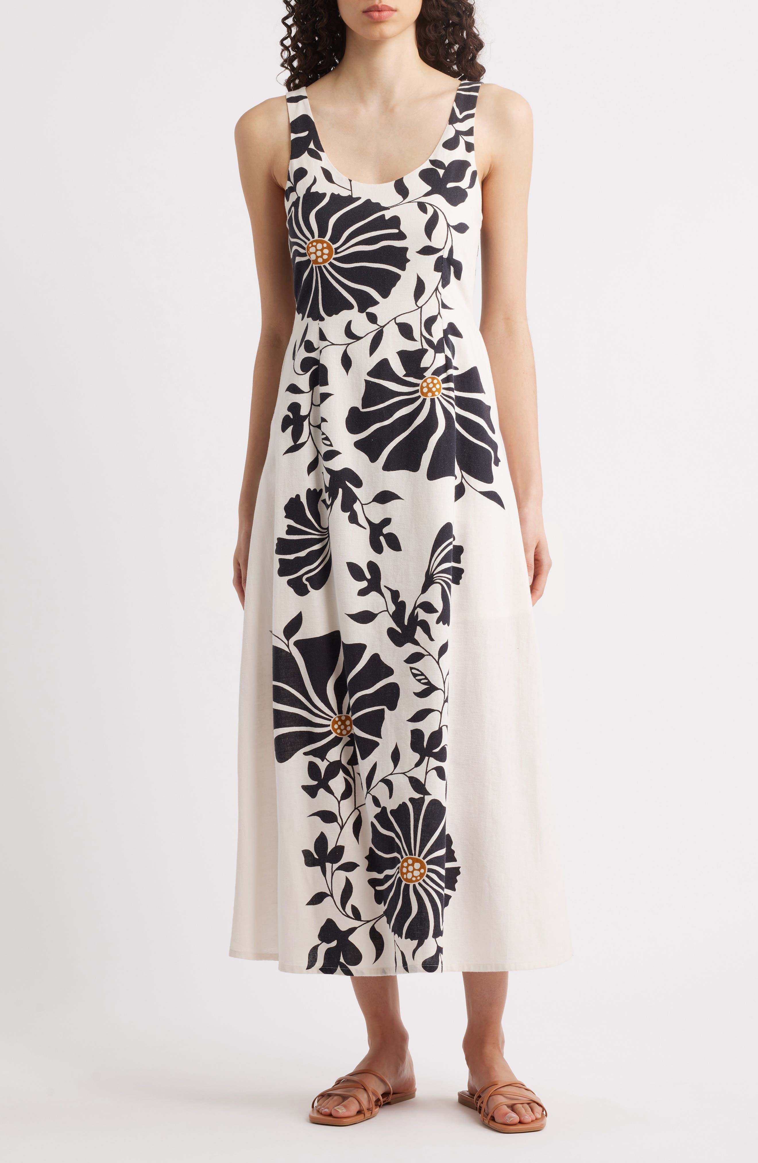 Rosalinda Floral Cotton & Linen Maxi Dress - image 1