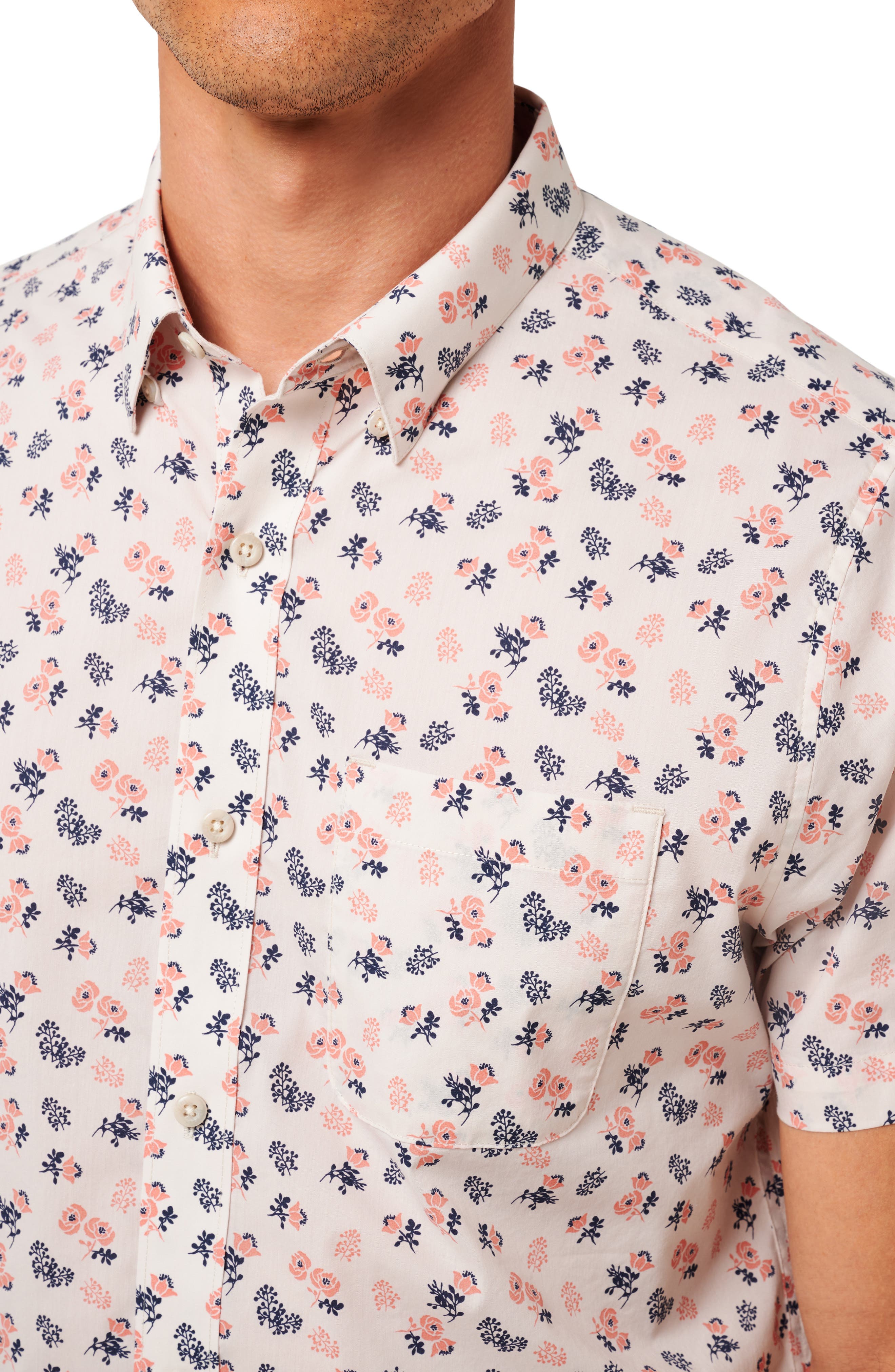 Something New Floral Short Sleeve Stretch Cotton Blend Button-Up Shirt - image 2