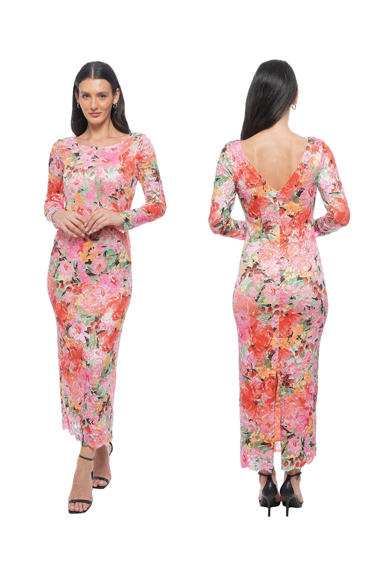Floral Long Sleeve Lace Body-Con Dress - image 2