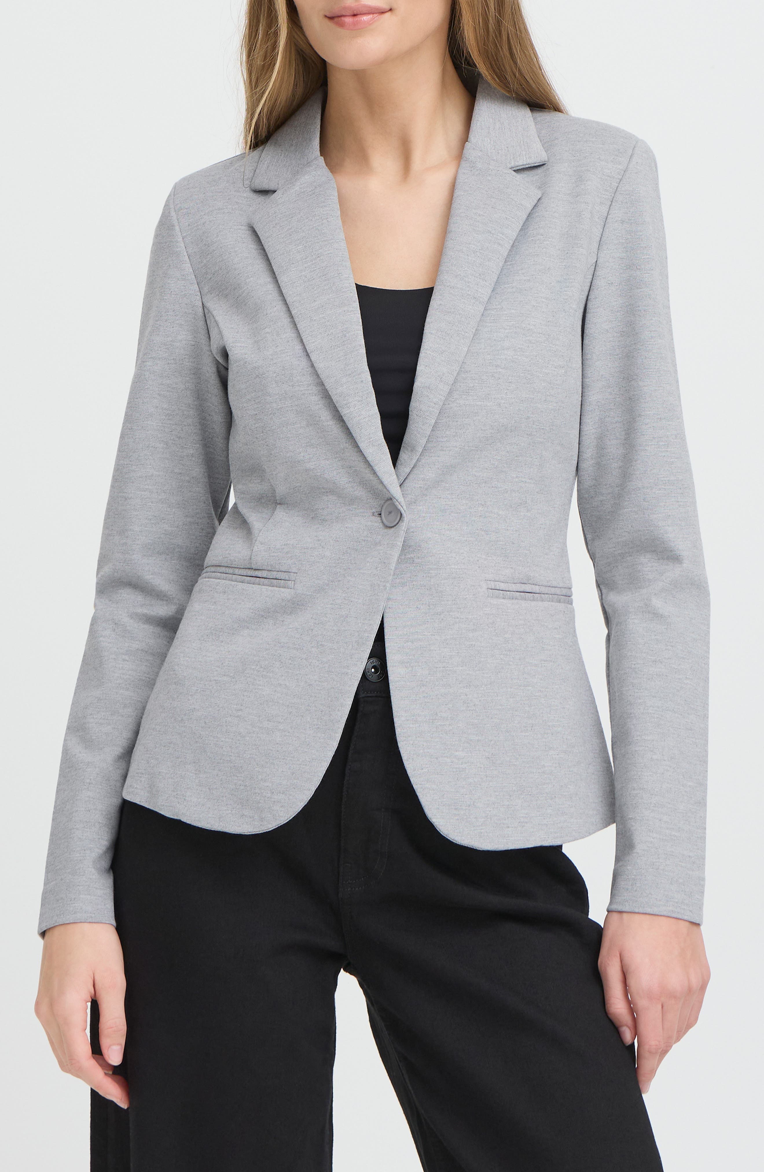 Regular Notch Lapel Ponte Blazer - image 1