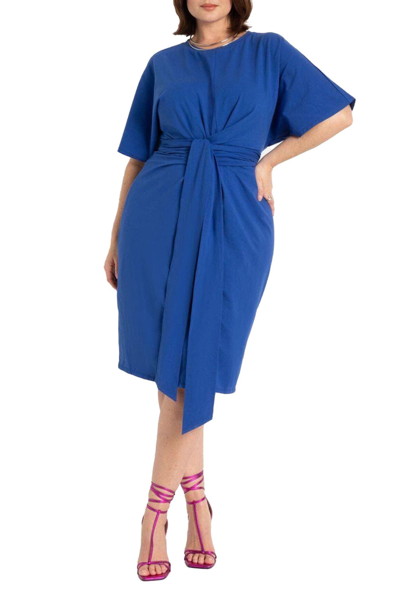 Cross Front Flutter Sleeve Dress - image 1