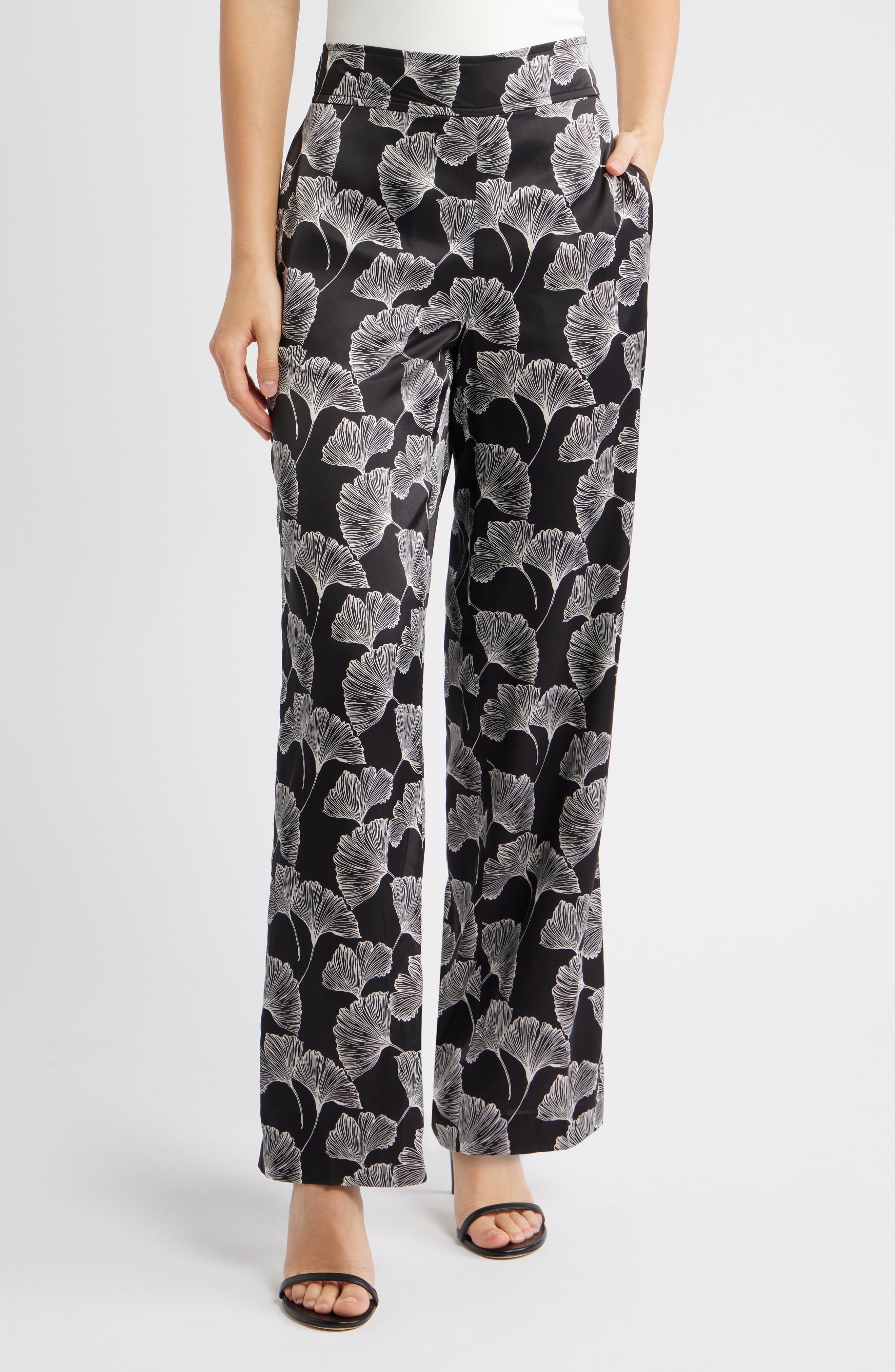 Print High Waist Pull-On Wide Leg Pants - image 1