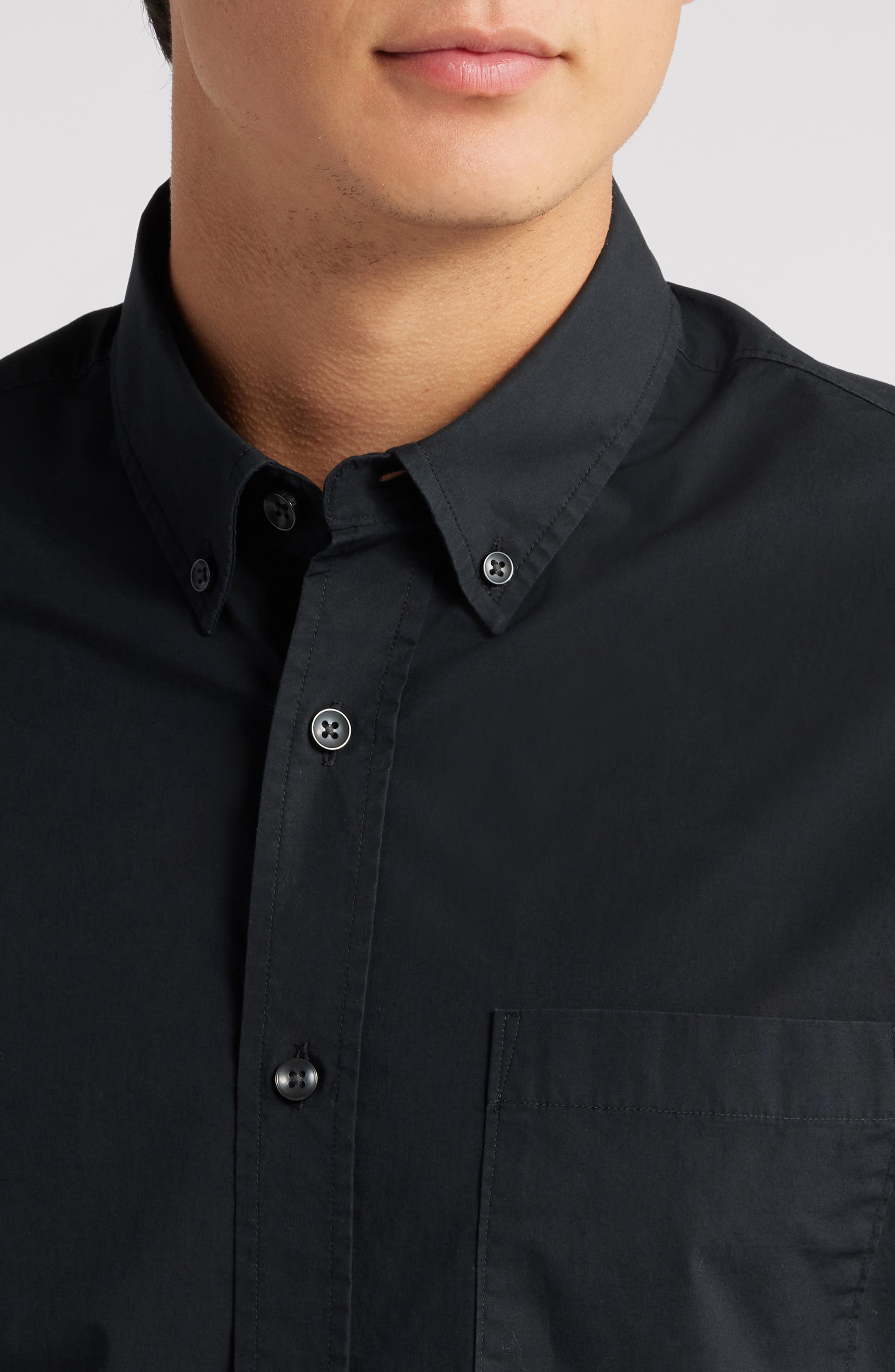 Trim Fit Solid Stretch Button-Down Shirt - image 2