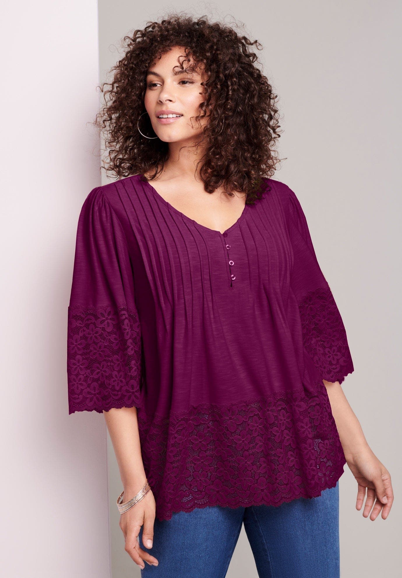 Lace-Hem Pintuck Tunic - image 3