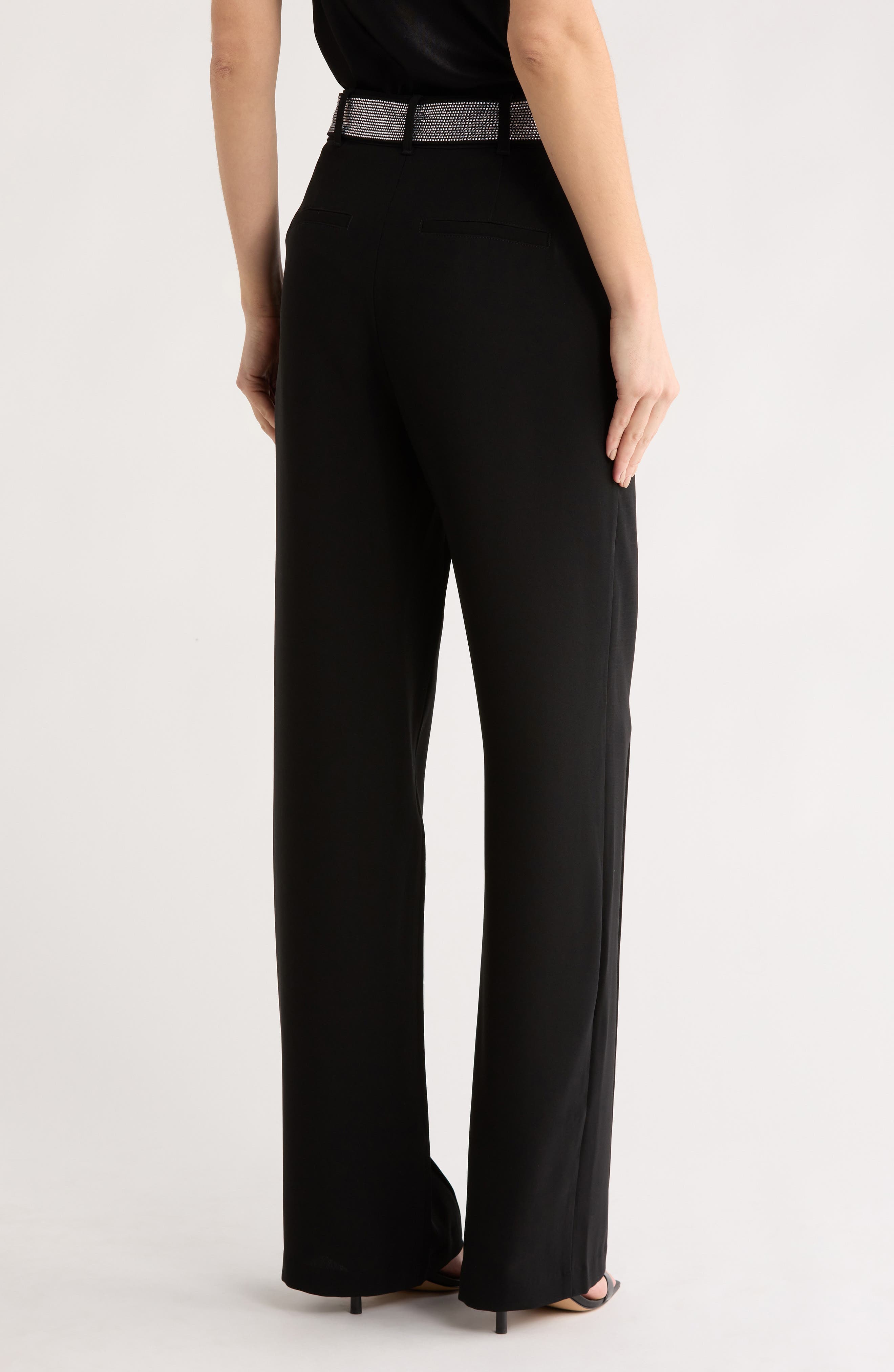 Ester Rhinestone Belt Crepe Pants - image 2