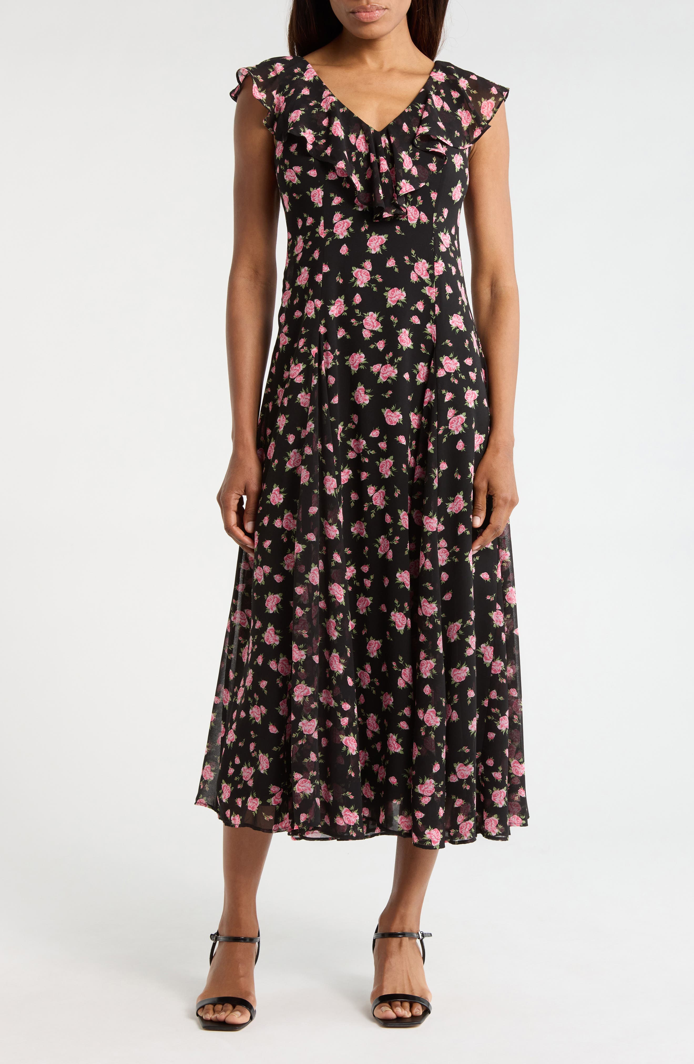 Ruffle Godet Midi Dress - image 1