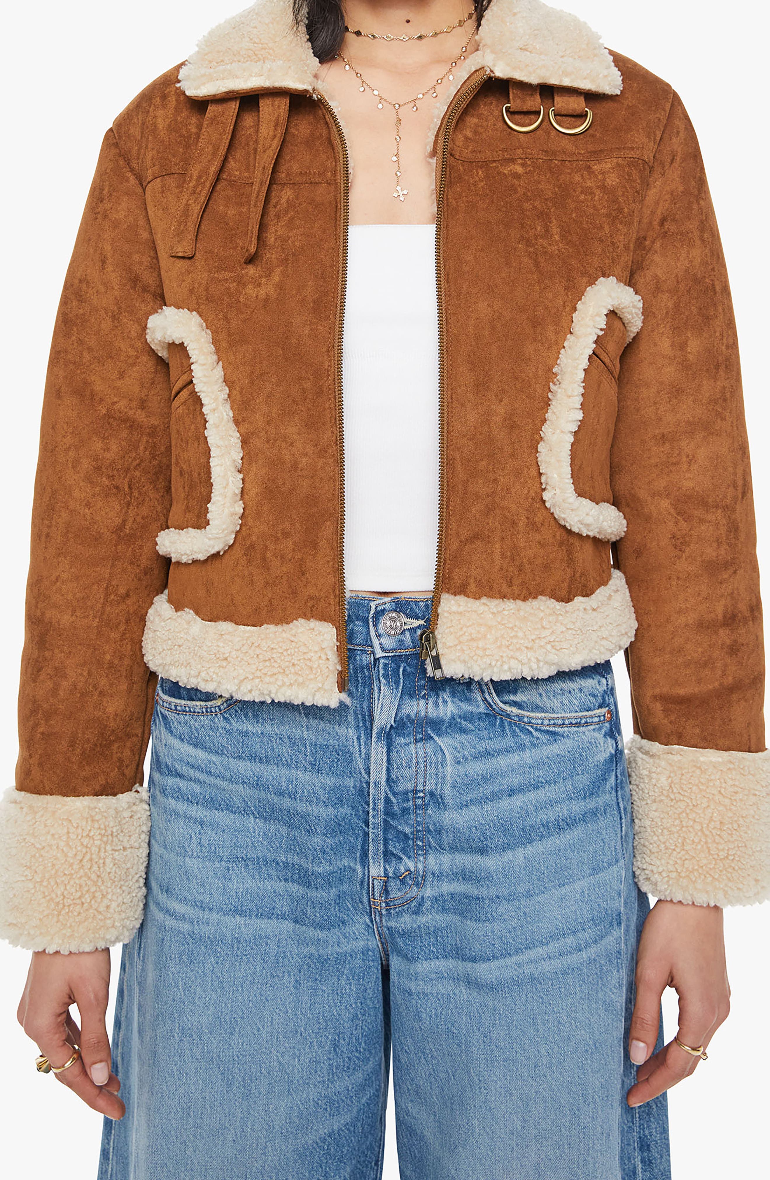 The On Thin Ice Faux Suede Faux Shearling Trim Jacket - image 1