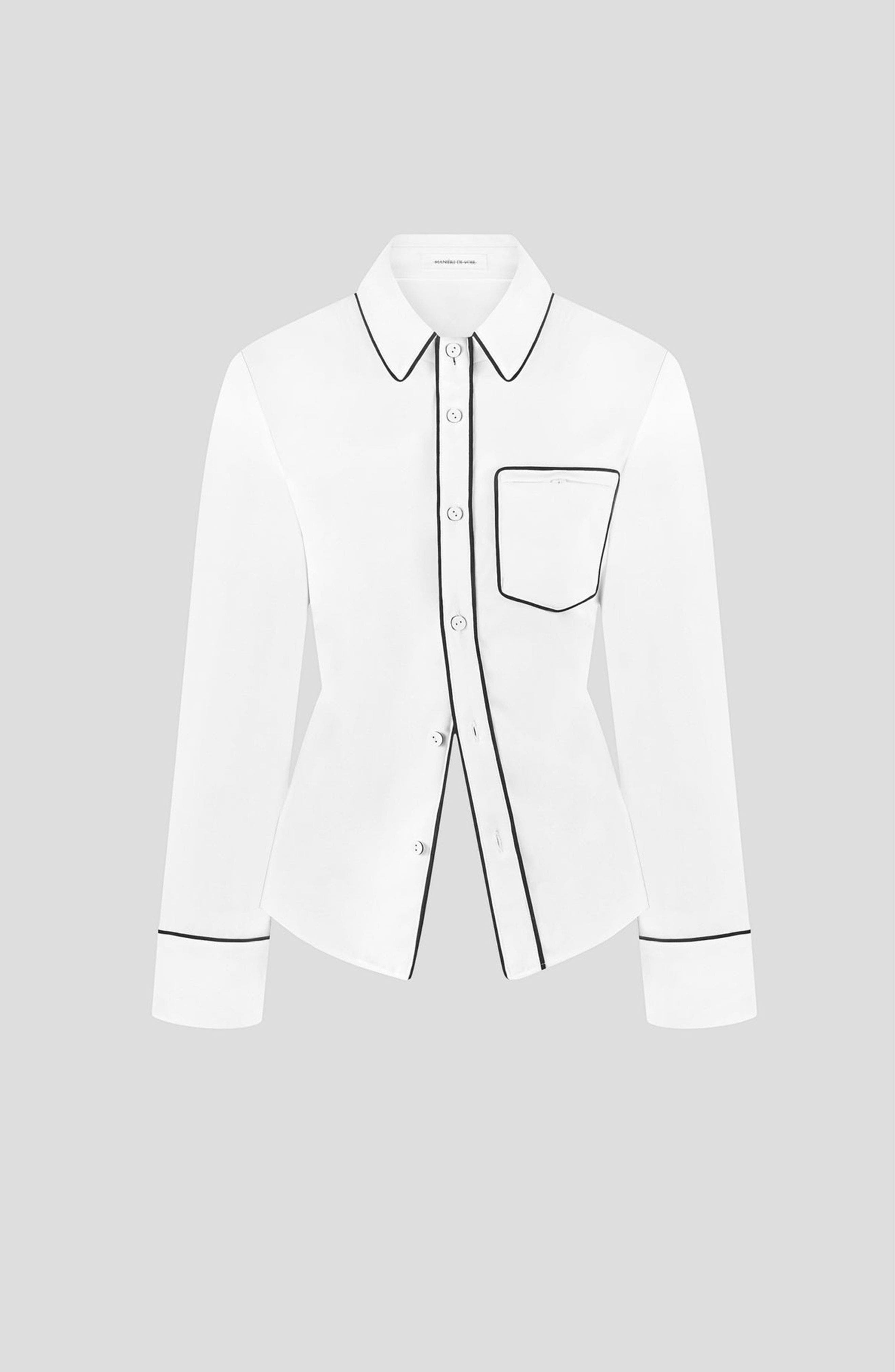 Contrast Piped Backless Tie Shirt - image 1