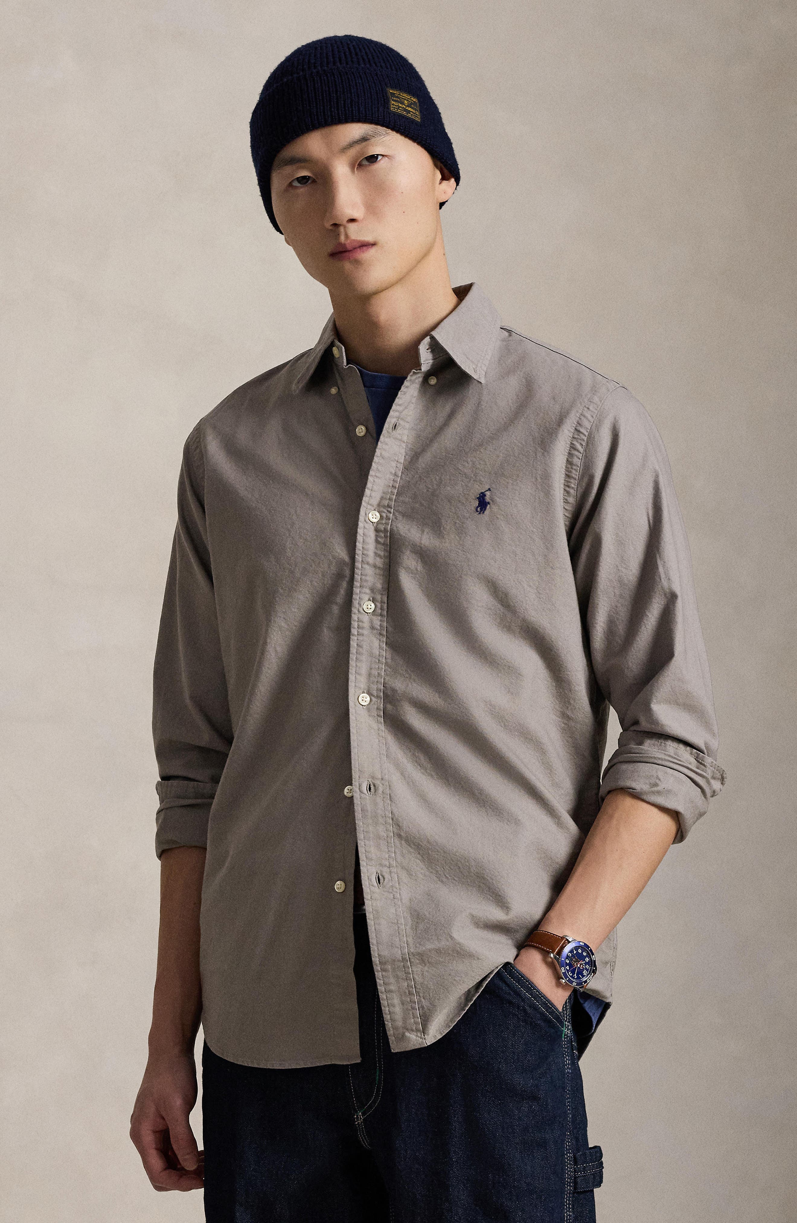 Classic Fit Garment Dyed Cotton Button-Up Shirt - image 4