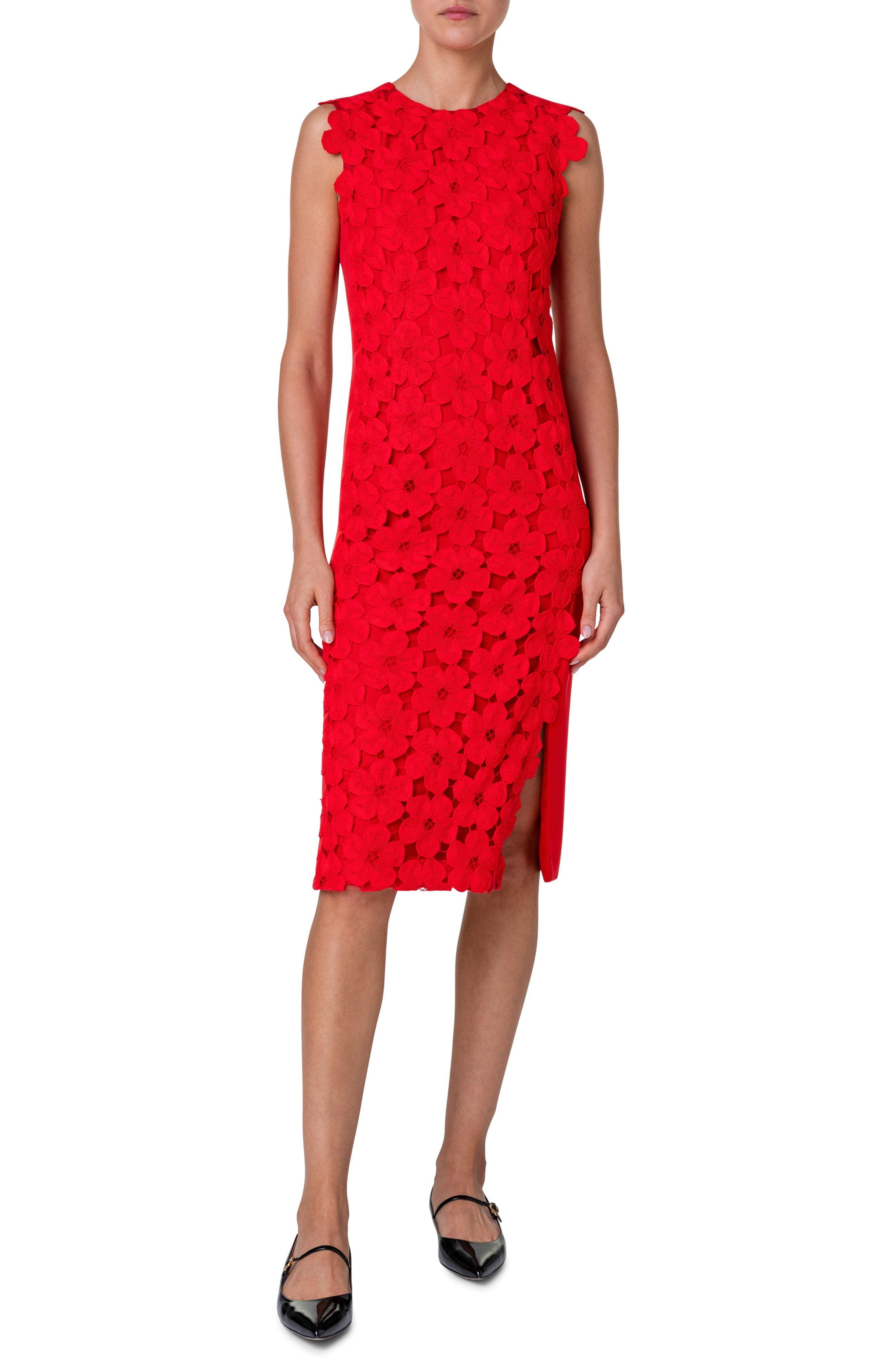 Anemones Lace & Silk Crepe Sheath Dress - image 1