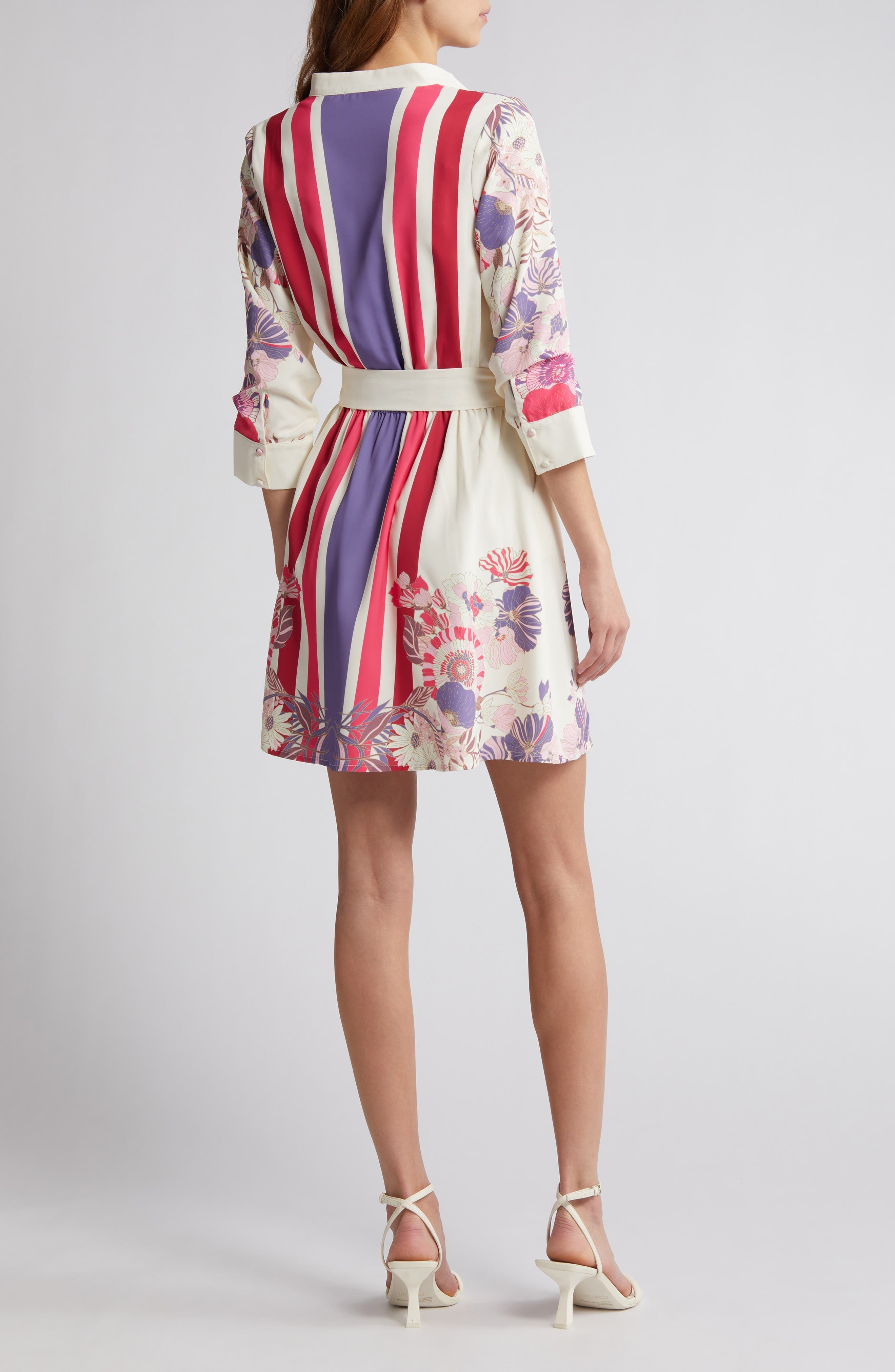 Suzette Mixed Print Mini Shirtdress - image 2