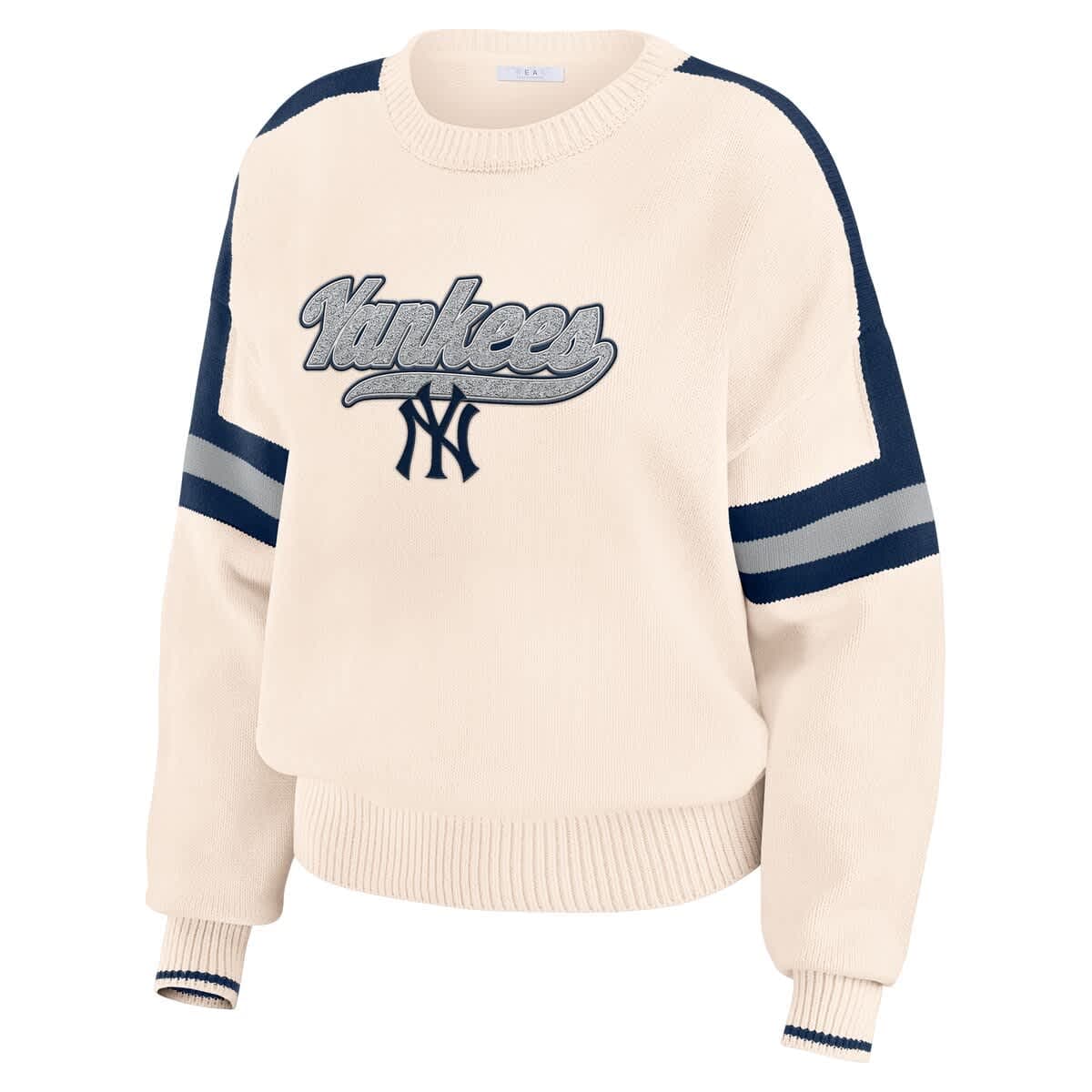 Women's WEAR by Erin Andrews  Cream New York Yankees Stripe Pullover Sweater - image 2