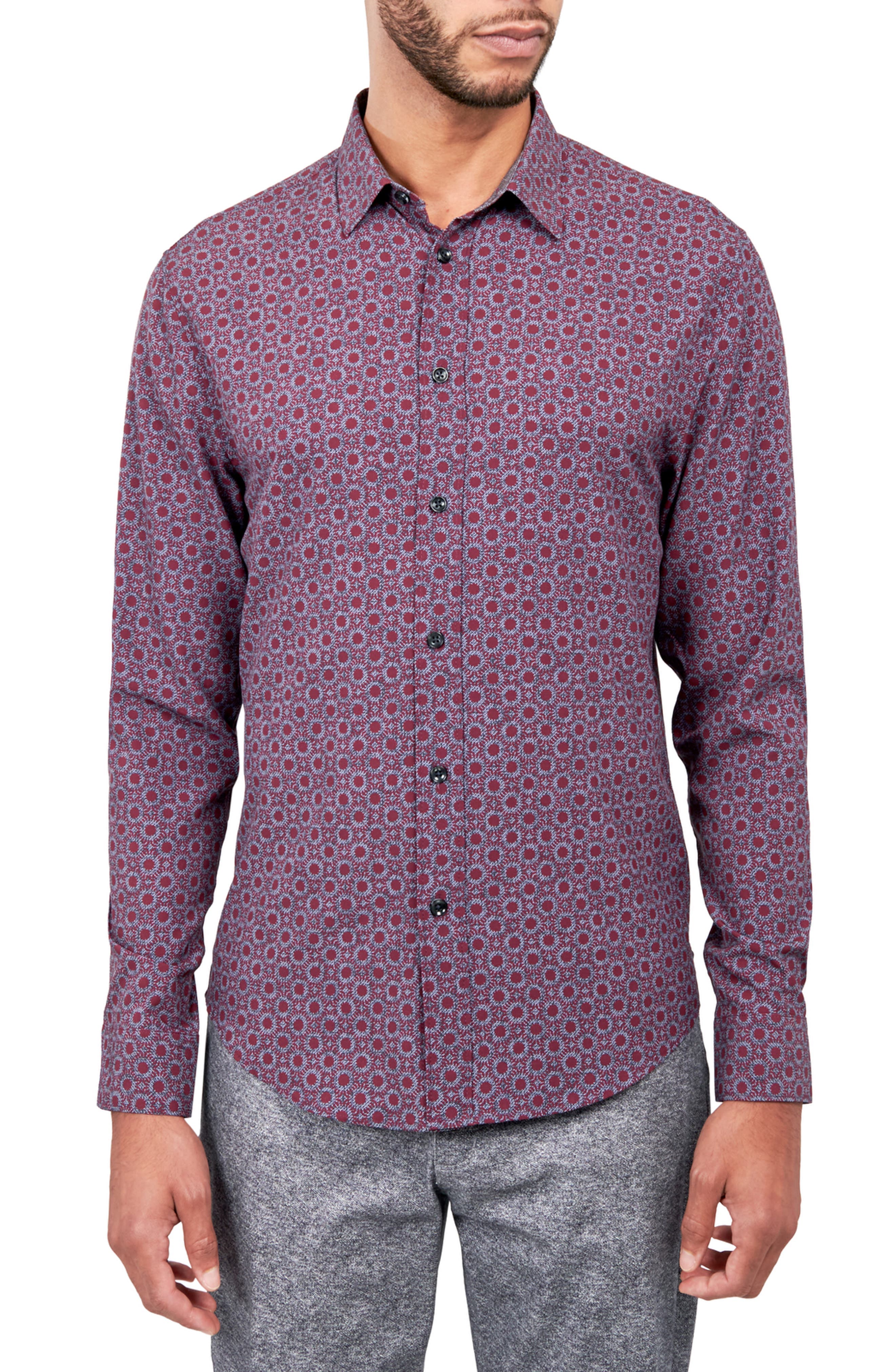 Slim Fit Medallion 4-Way Stretch Performance Long Sleeve Shirt - image 1