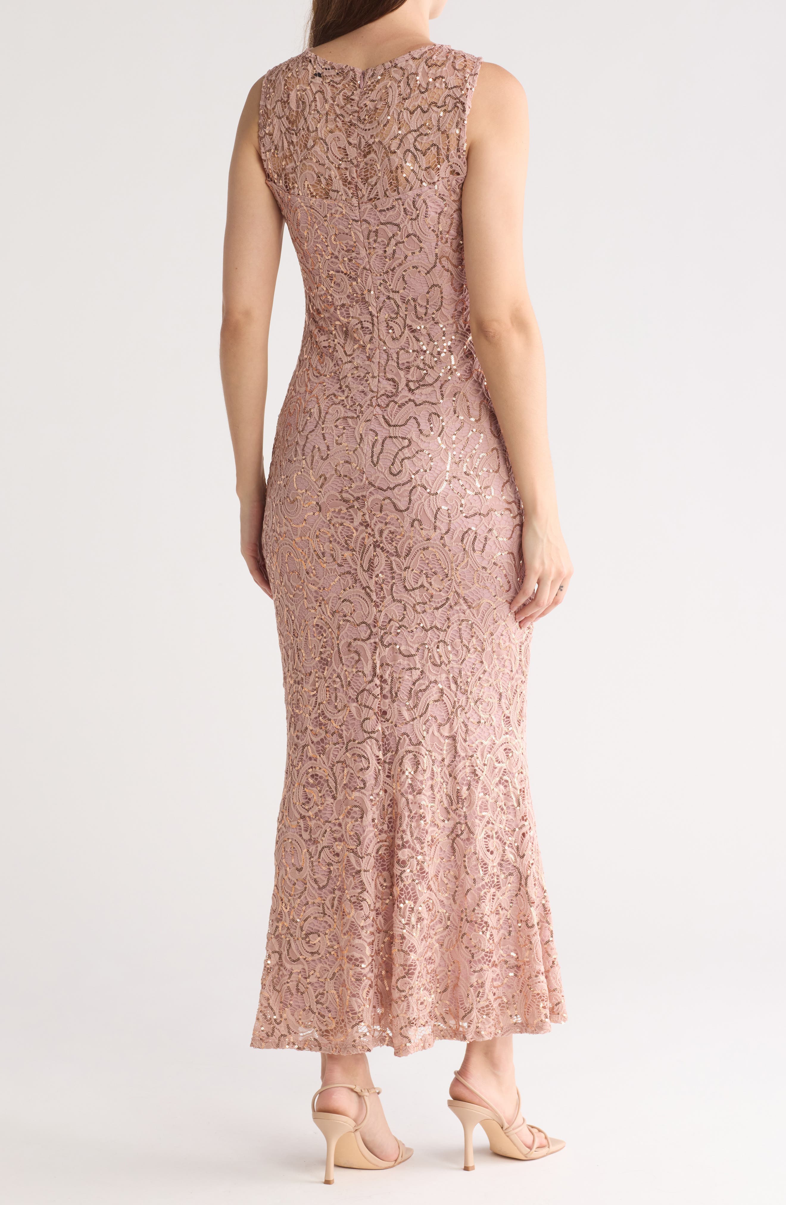 Sequin Illusion Lace Trumpet Gown - image 2